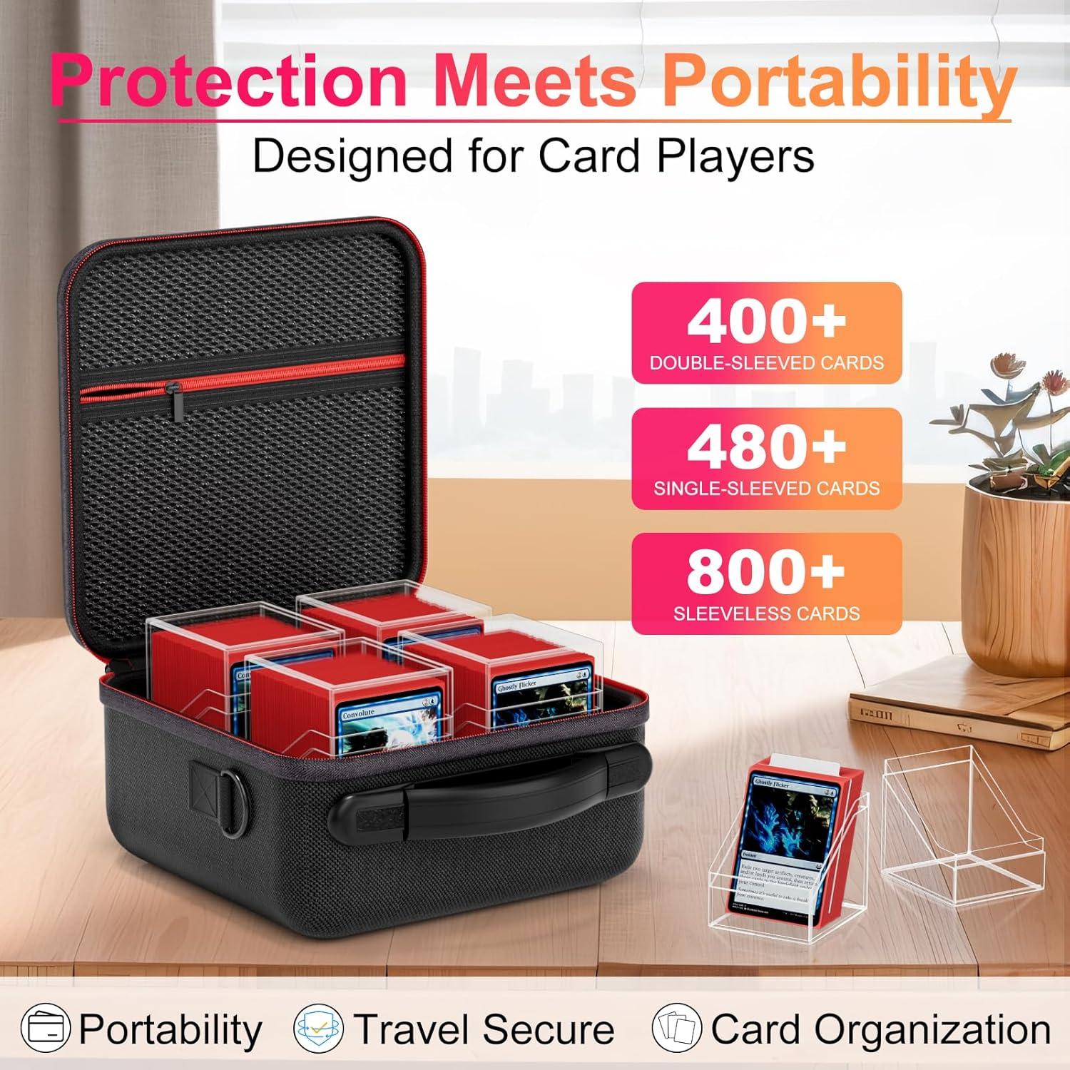 Estuche Portátil Proijeut para Cartas - 4 Cajas Acrílicas, 400+ Cartas