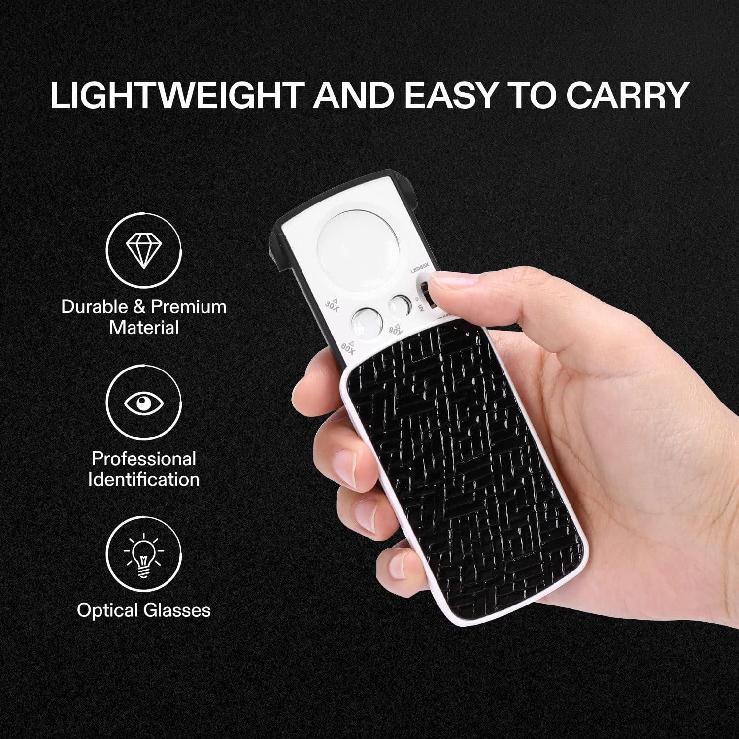 Lupa de Joyería VIVOSUN 30X 60X 90X con Luz LED y UV