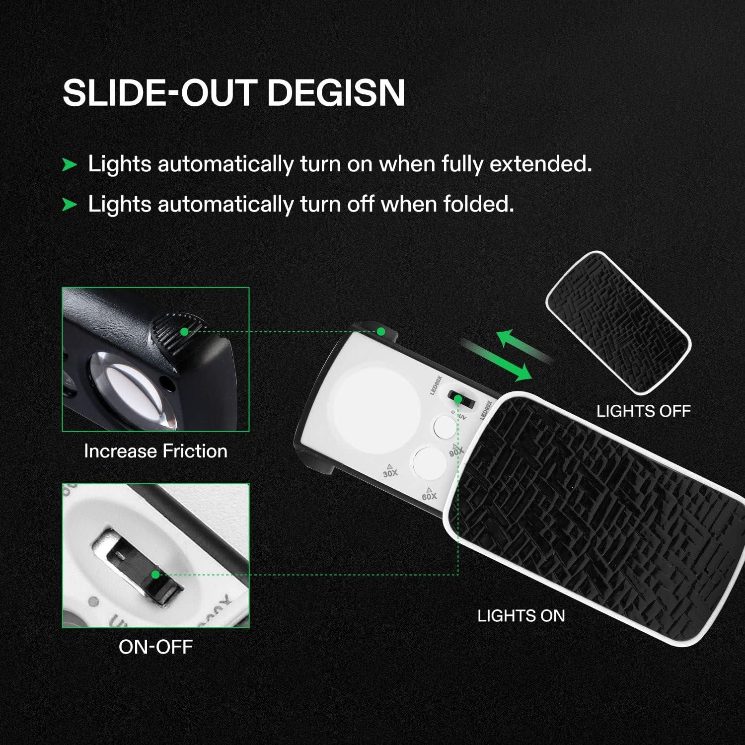 Lupa de Joyería VIVOSUN 30X 60X 90X con Luz LED y UV