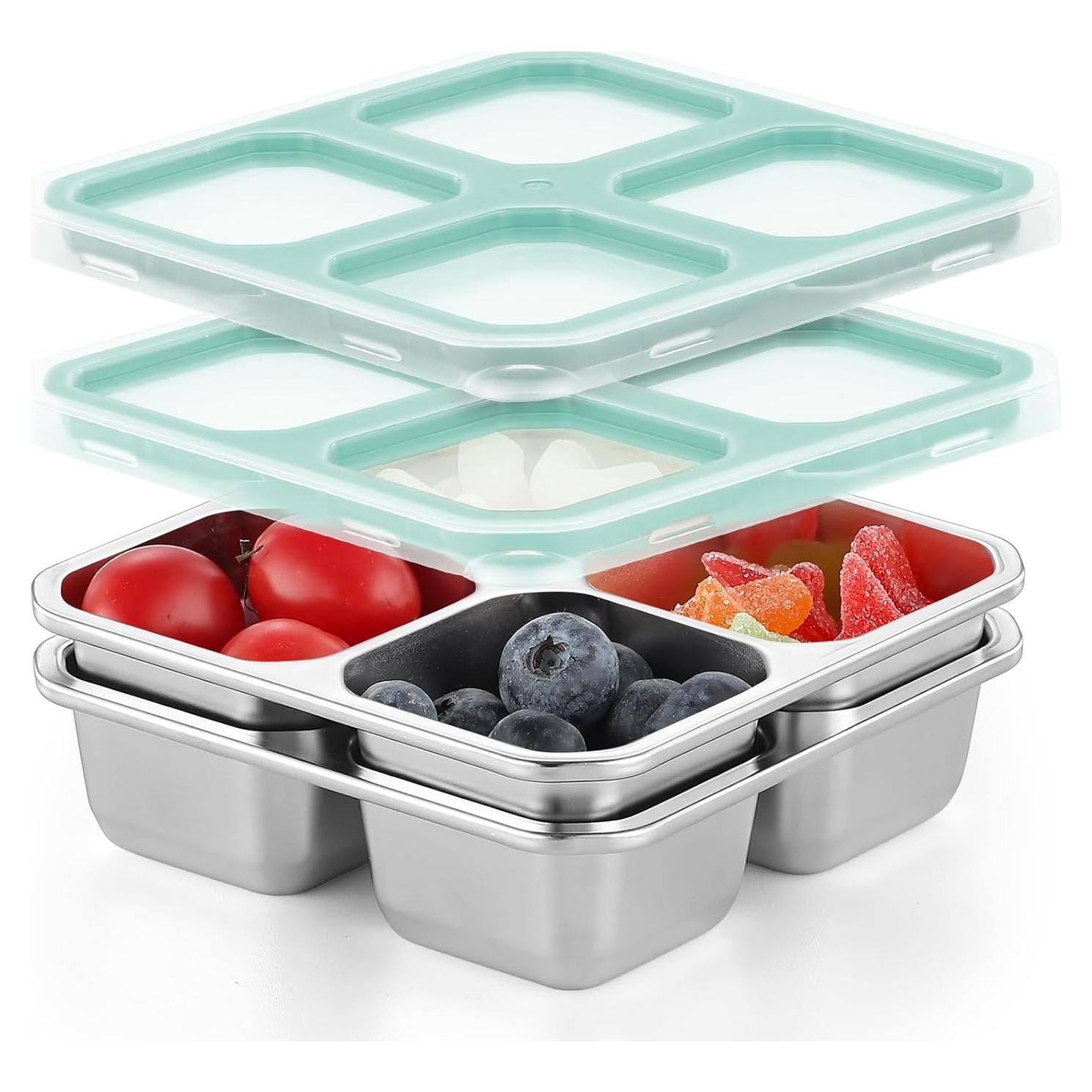 Contenedores de Snack BEFOY Acero Inoxidable 4 Compartimentos 2 Pcs