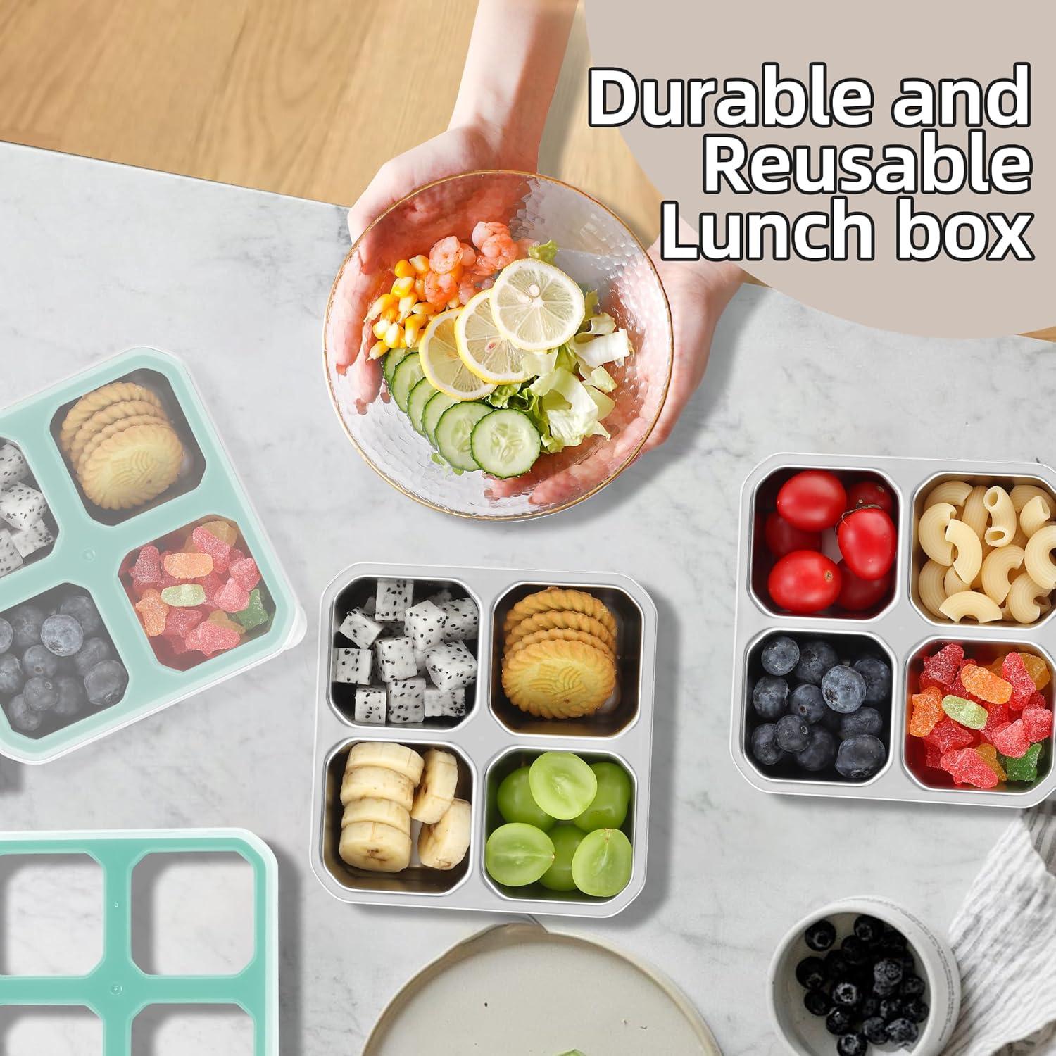 Contenedores de Snack BEFOY Acero Inoxidable 4 Compartimentos 2 Pcs