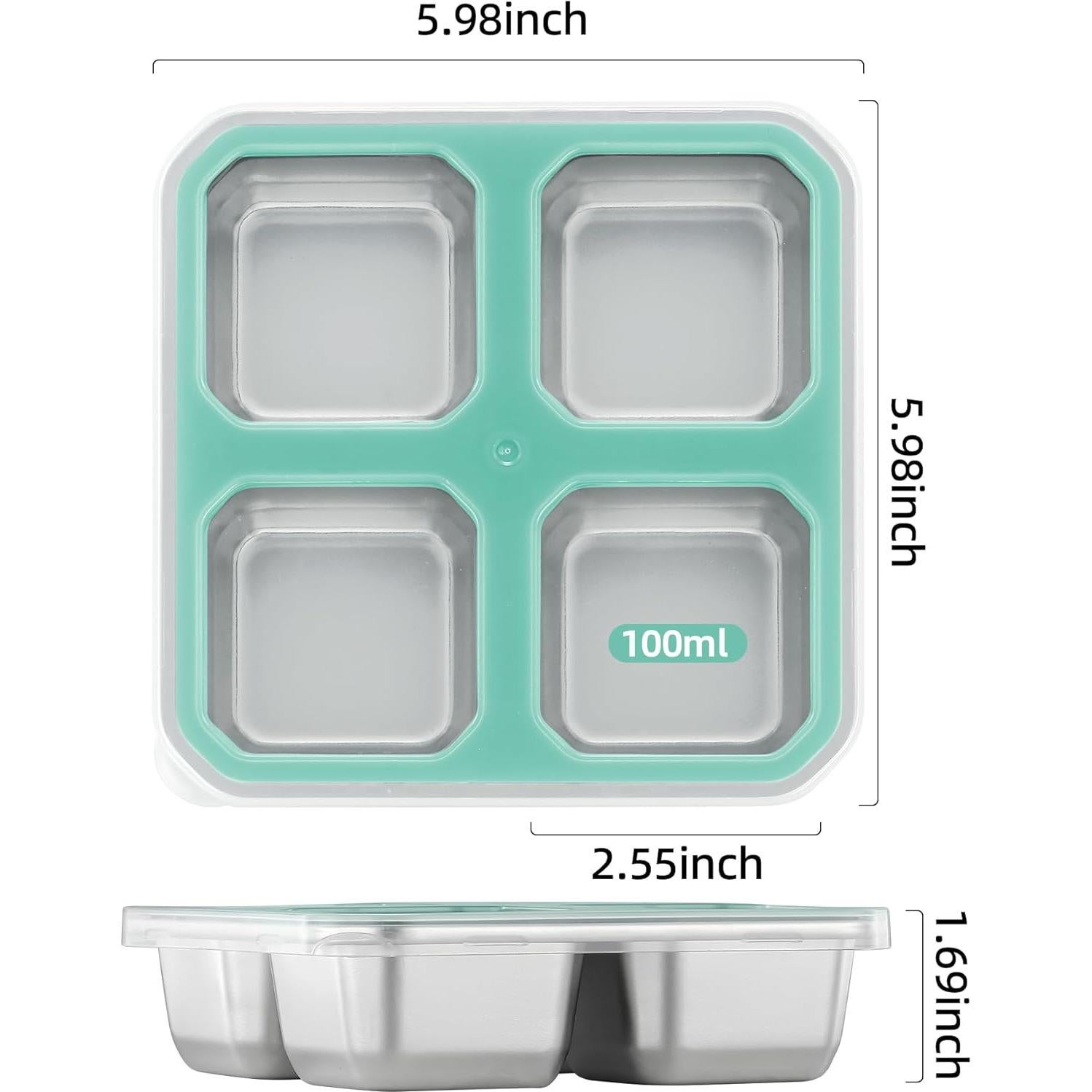 Contenedores de Snack BEFOY Acero Inoxidable 4 Compartimentos 2 Pcs