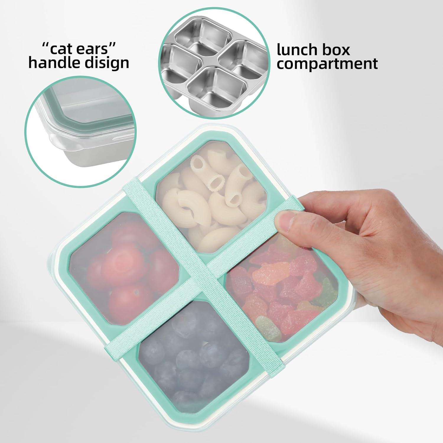 Contenedores de Snack BEFOY Acero Inoxidable 4 Compartimentos 2 Pcs