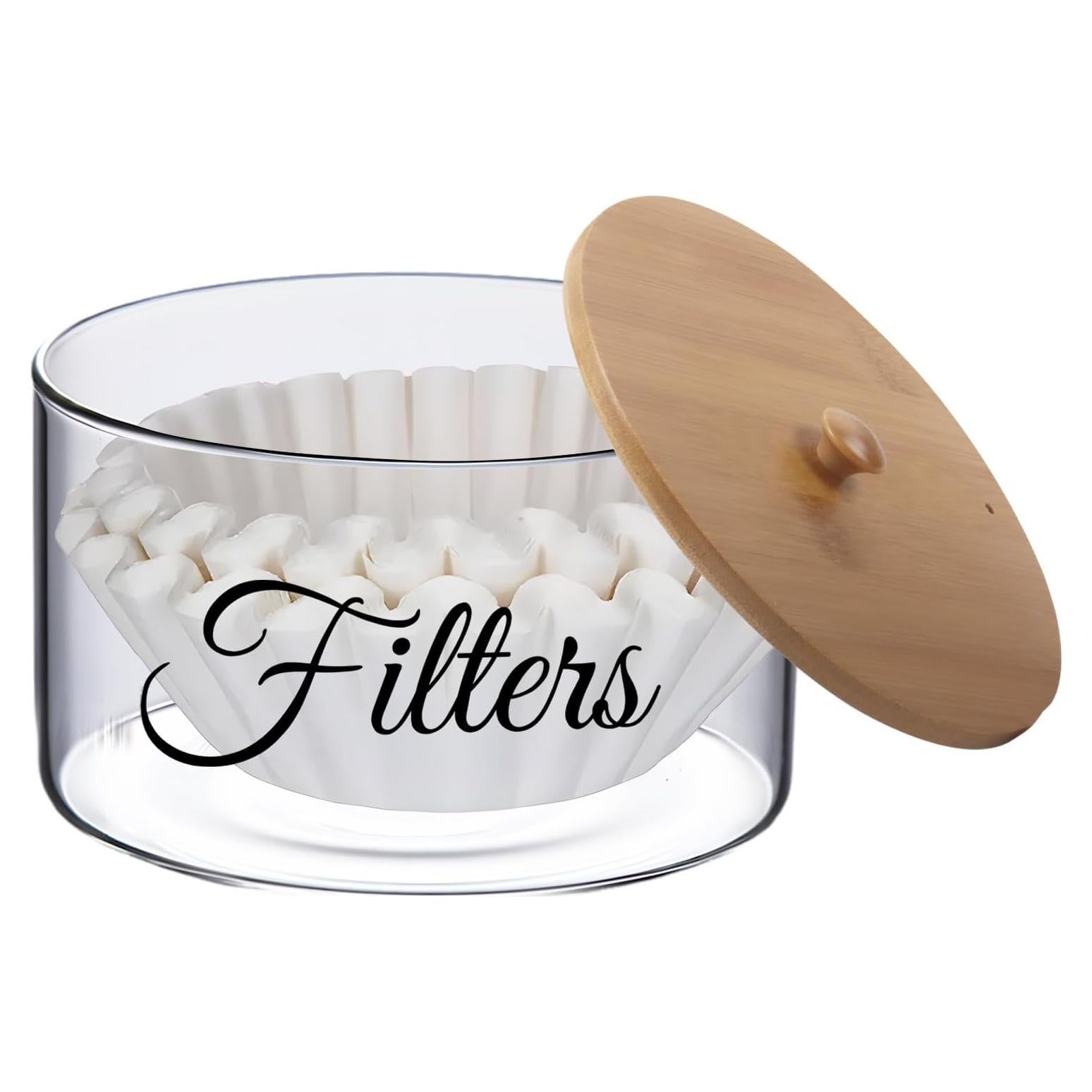 Soporte para Filtros de Café Klmnop de Vidrio con Tapa de Bambú