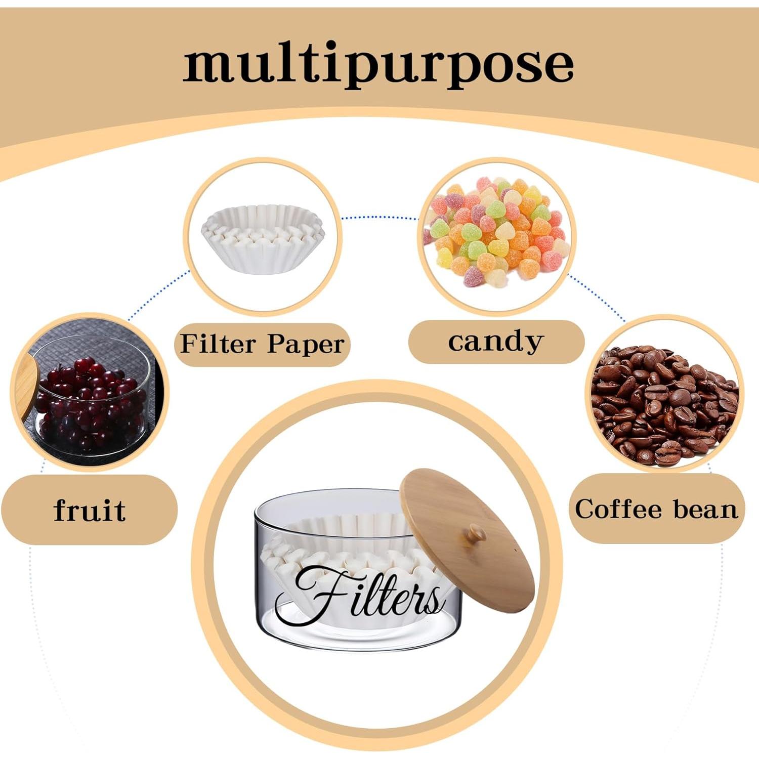 Soporte para Filtros de Café Klmnop de Vidrio con Tapa de Bambú