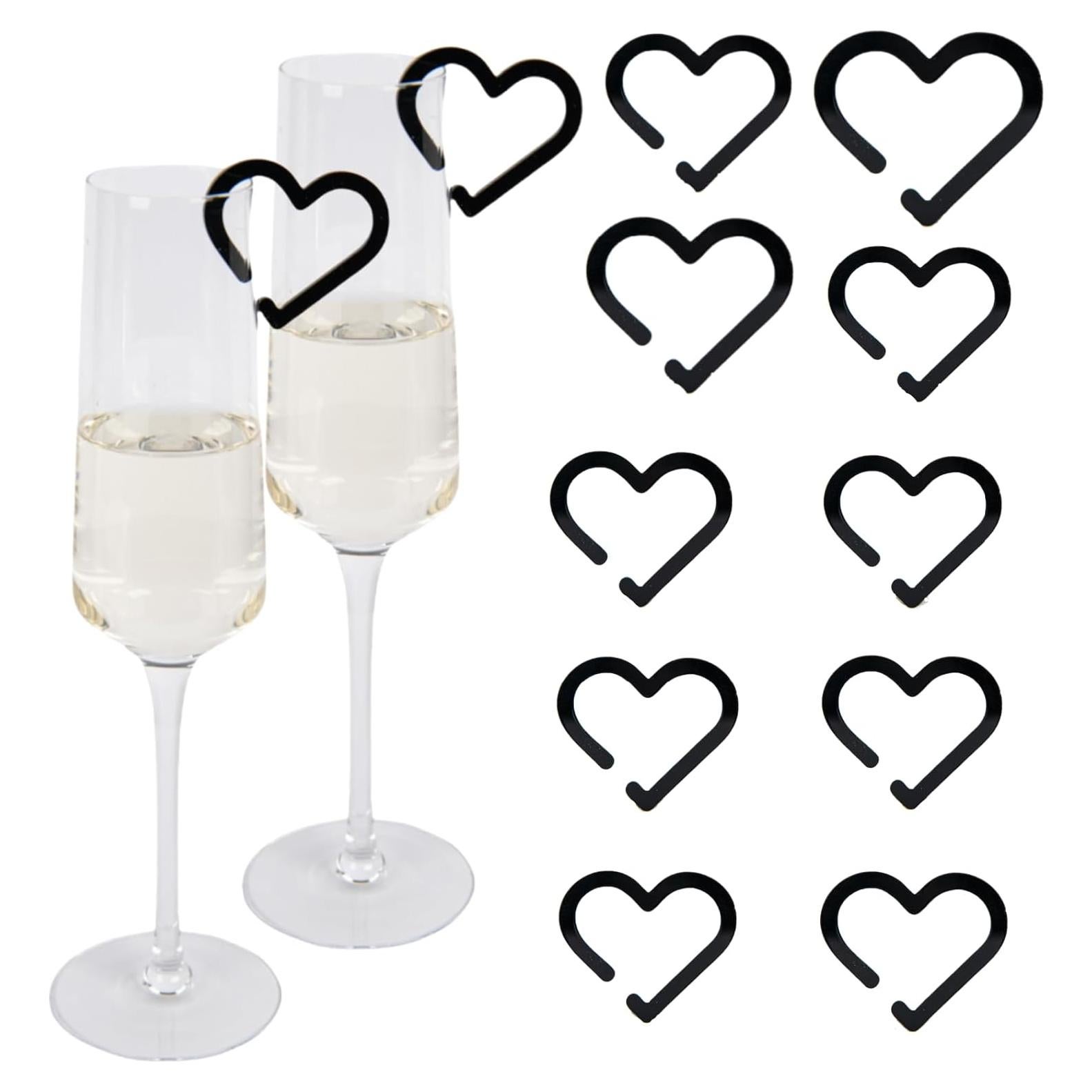 16 Marcadores de Bebida Reutilizables Corazón Mooliynsur