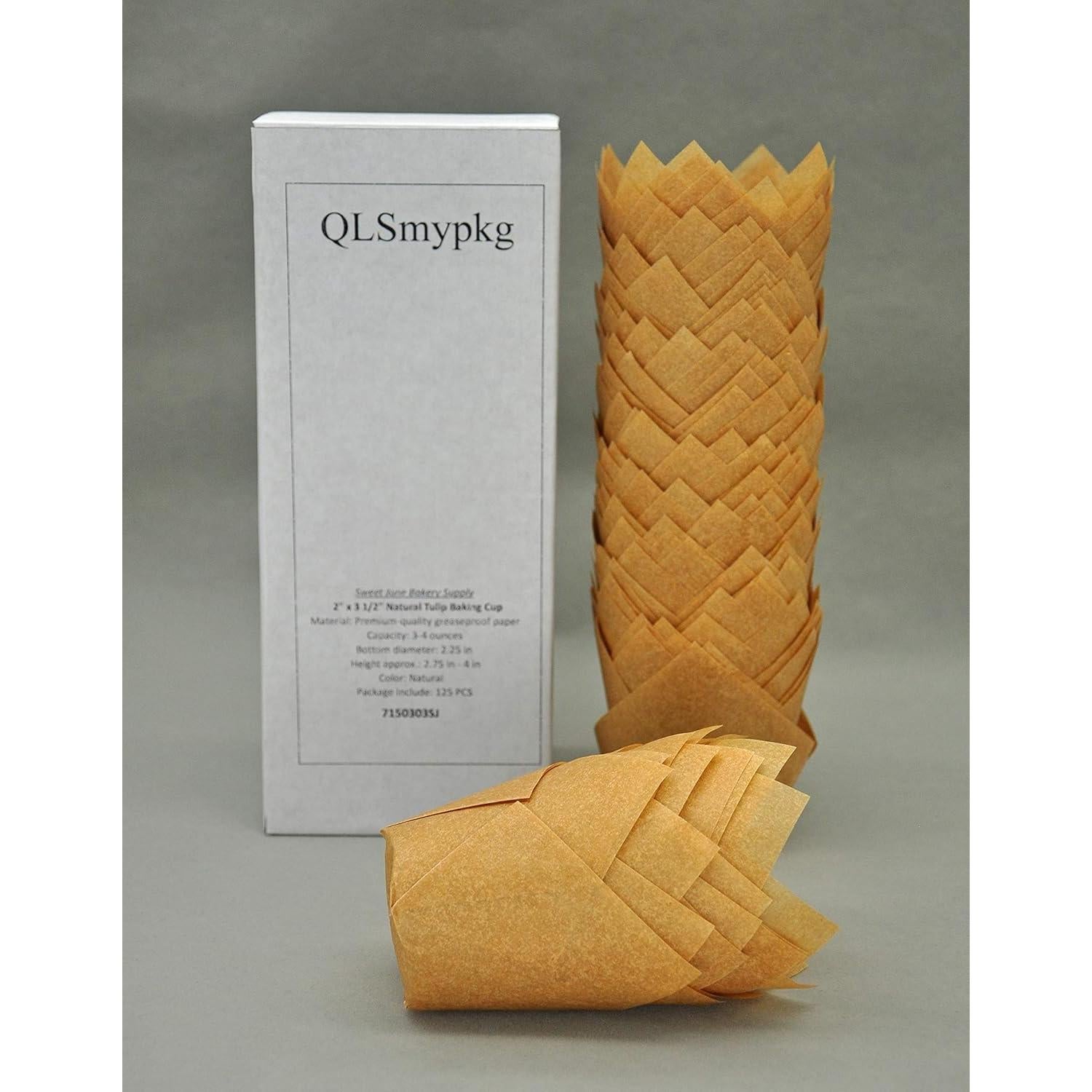 Tazas de Hornear Tulipán QLSmypkg 125 Pcs 5.7 cm Natural