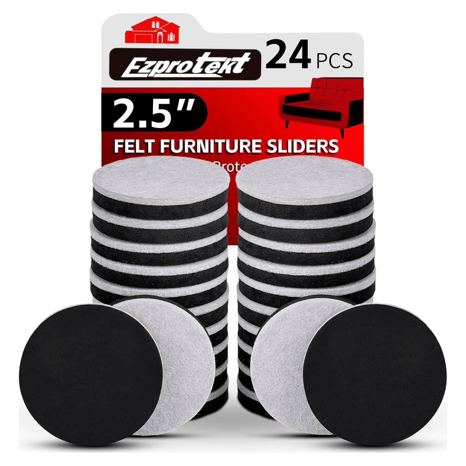 24 Deslizadores de Muebles de Fieltro Beige 6.35 cm Reutilizables