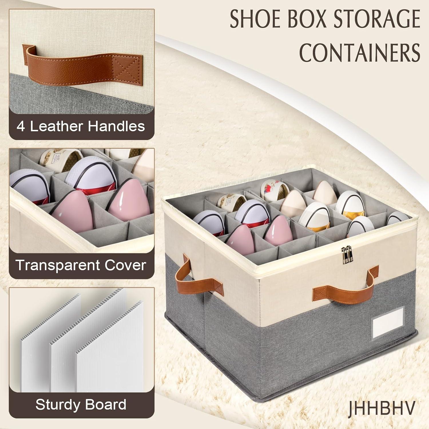Organizador de Zapatos JHHBHV Plegable 16 Pares Beige 43.2x31.8cm