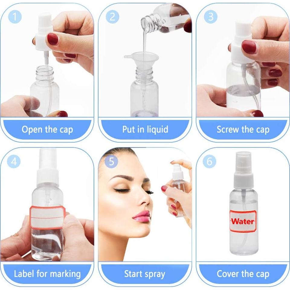 Botellas de Spray Mini Spaidoon 50ml Reutilizables con Embudo