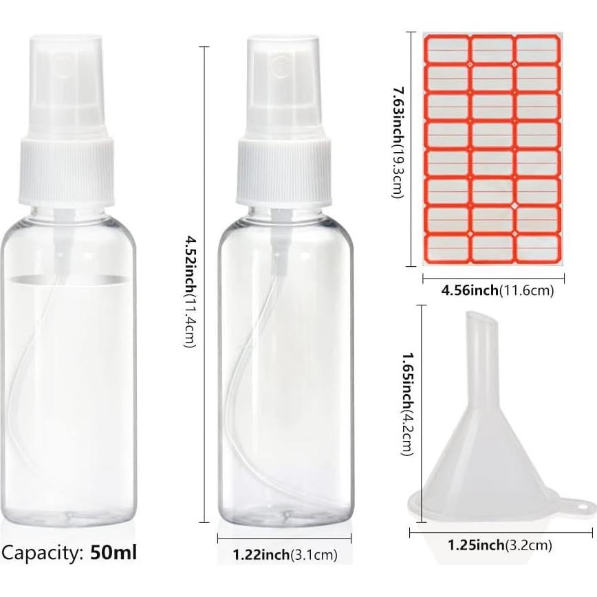 Botellas de Spray Mini Spaidoon 50ml Reutilizables con Embudo