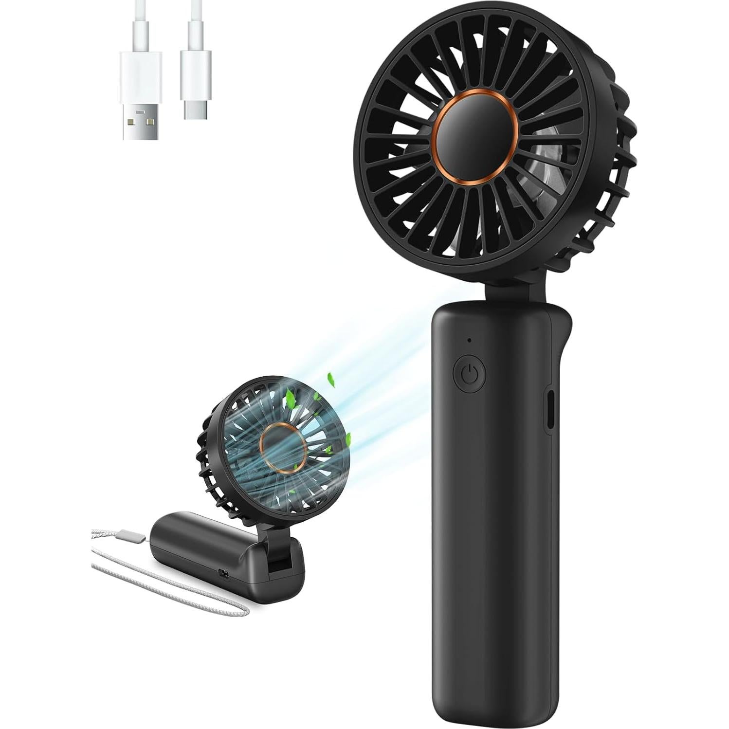 Ventilador Portátil Hssio 2000mAh 3 Velocidades Plegable 180°