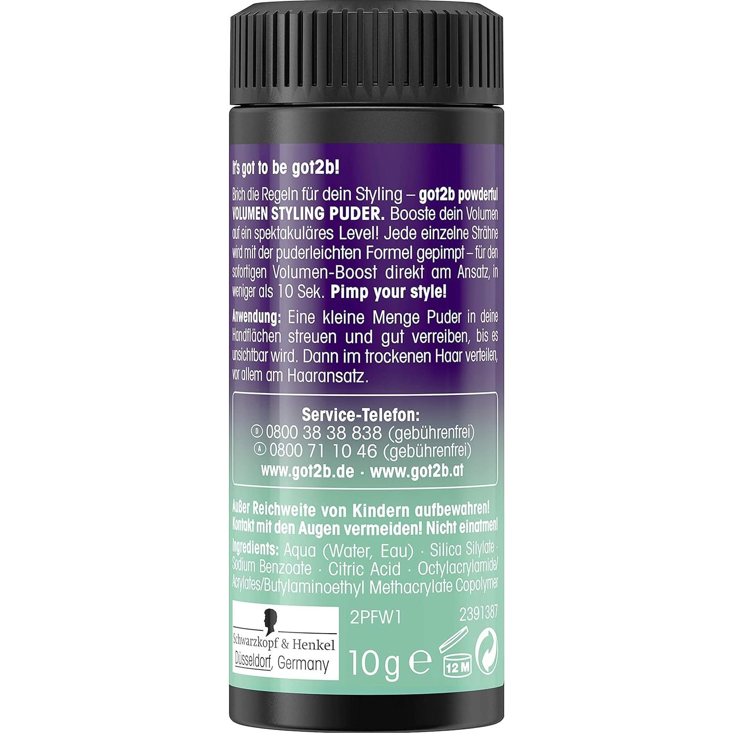 Polvo Voluminizador Got2b Schwarzkopf 10g - Vegano, Aumento de Raíz