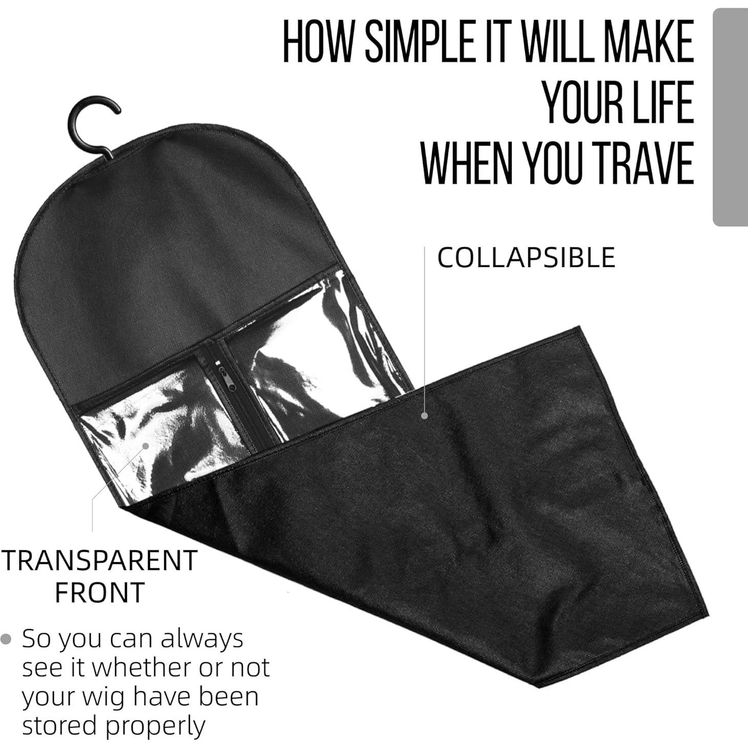 Bolsa de Almacenamiento para Pelucas AIHOPESTO 3PCS Negro