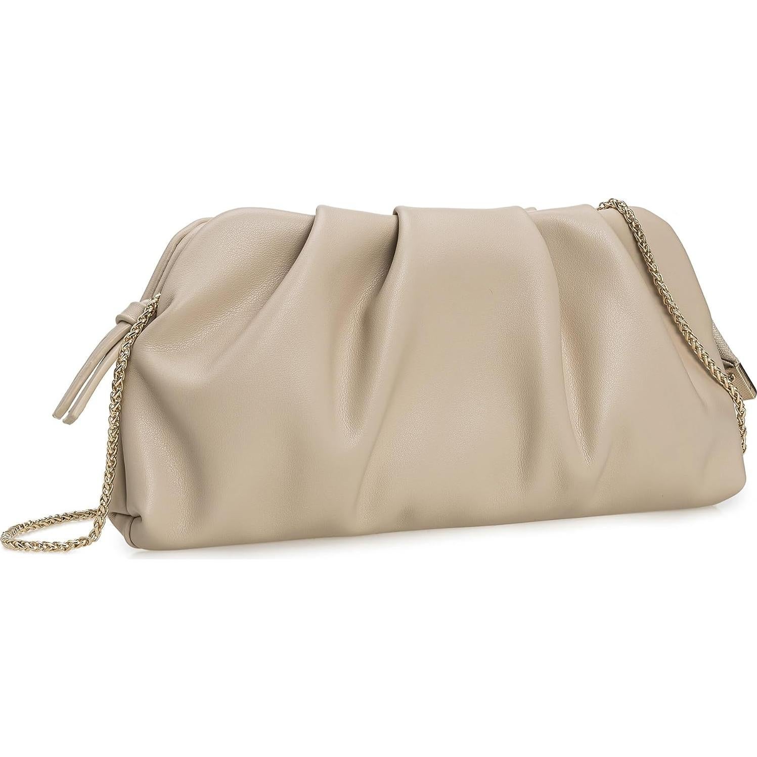 Bolso de Mano Charming Tailor Beige Cuero Vegano Plisado
