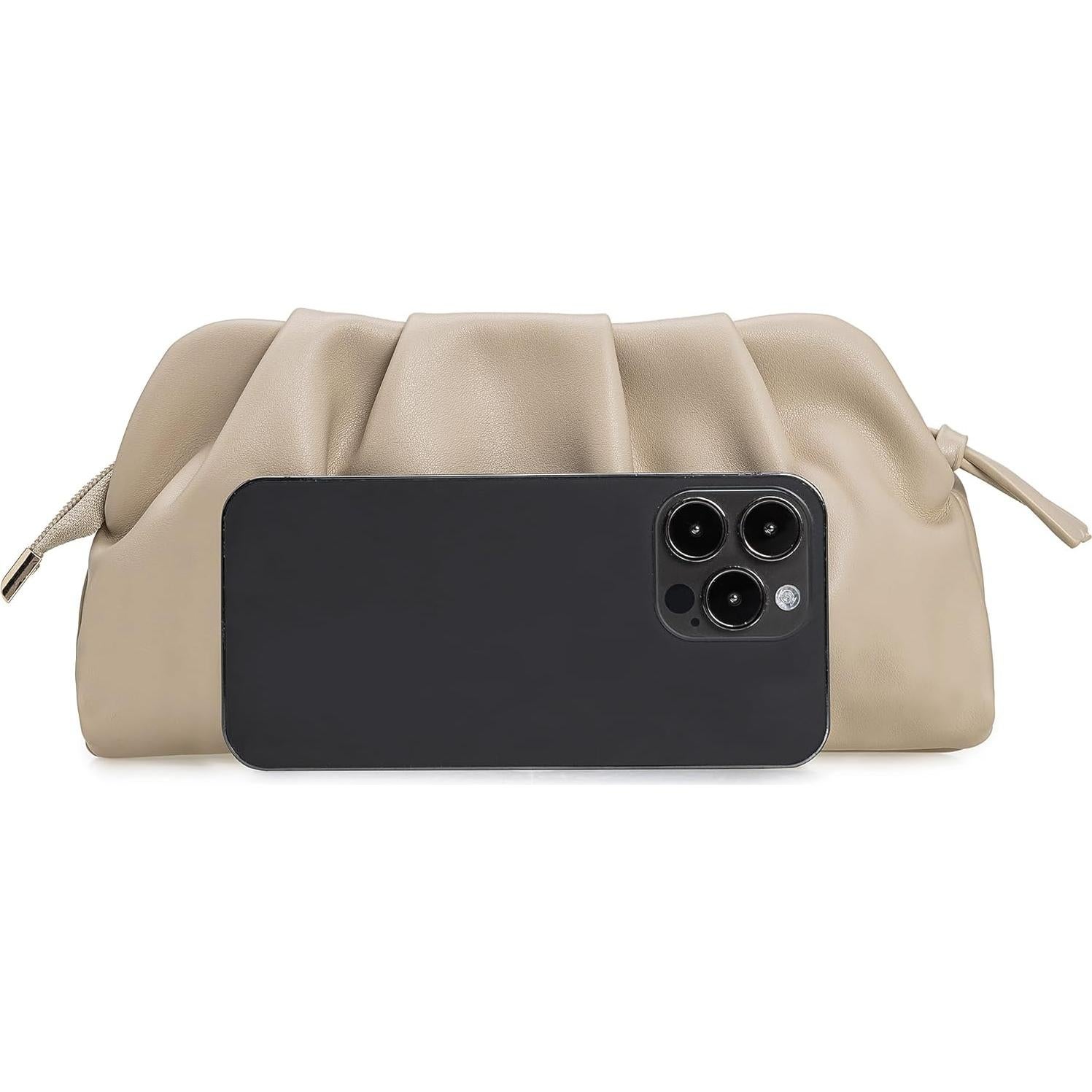 Bolso de Mano Charming Tailor Beige Cuero Vegano Plisado