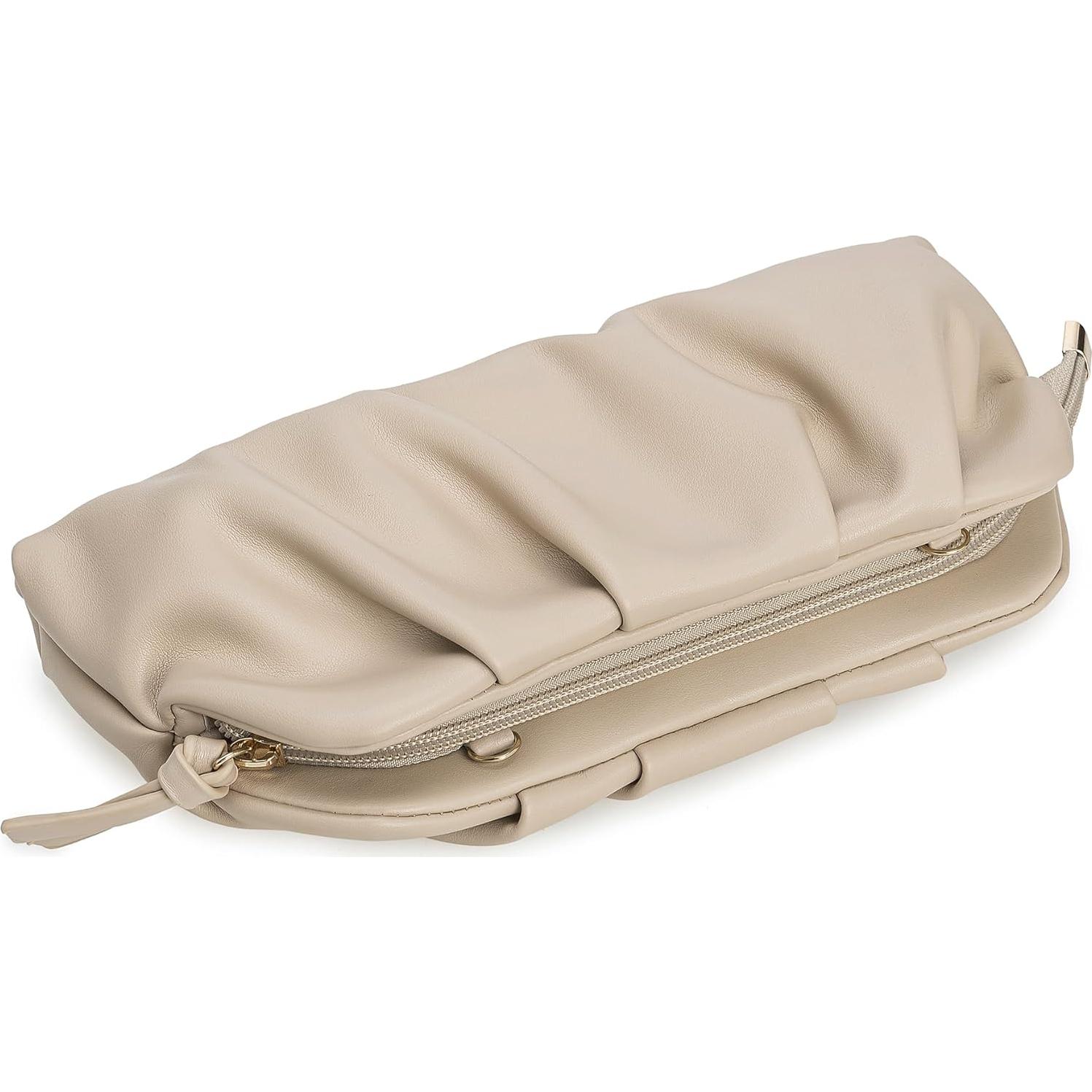 Bolso de Mano Charming Tailor Beige Cuero Vegano Plisado