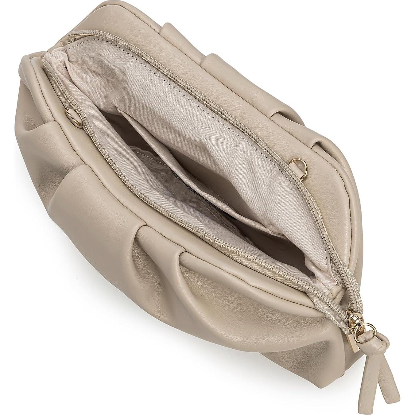 Bolso de Mano Charming Tailor Beige Cuero Vegano Plisado
