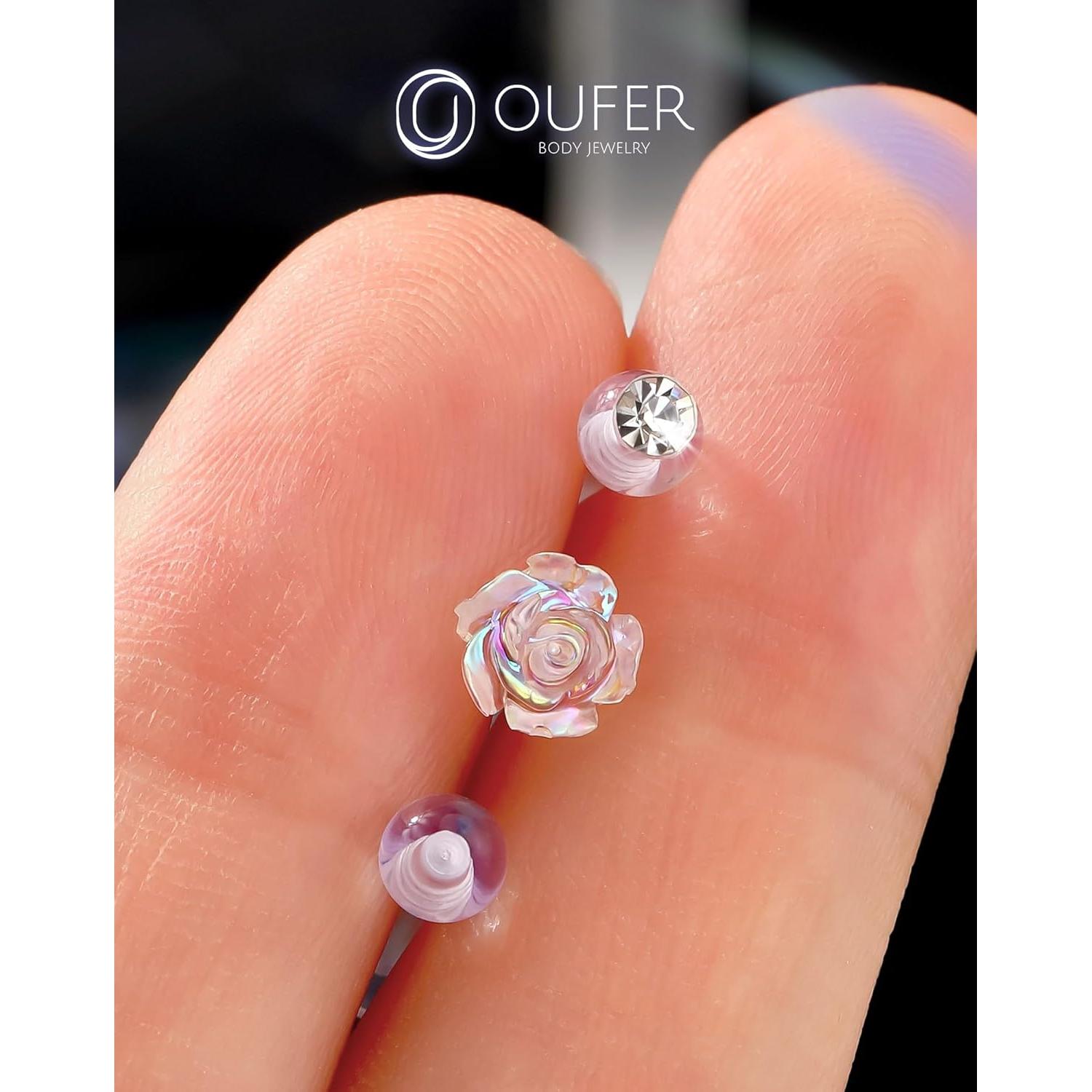 Pendientes de Piercing Helix OUFER 16G Bioflex Transparentes 3PCS