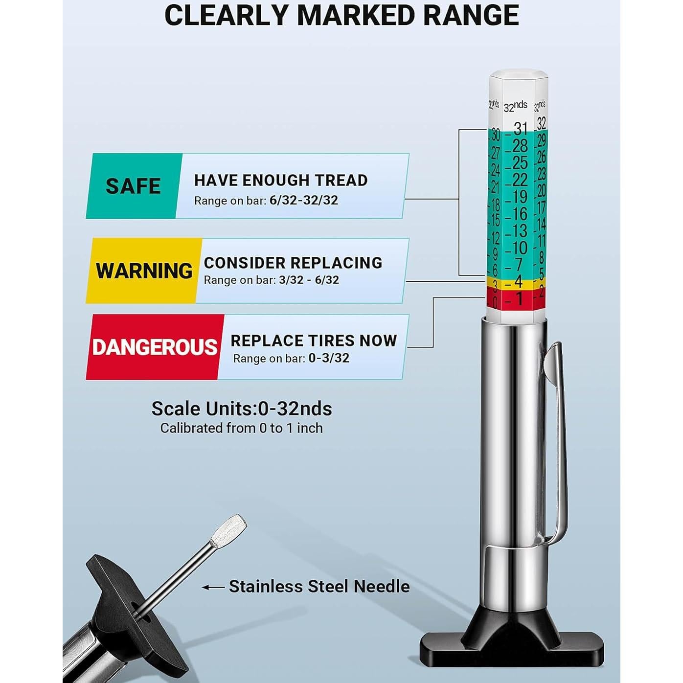 Juego de 2 medidores de profundidad de neumáticos LUMITECO