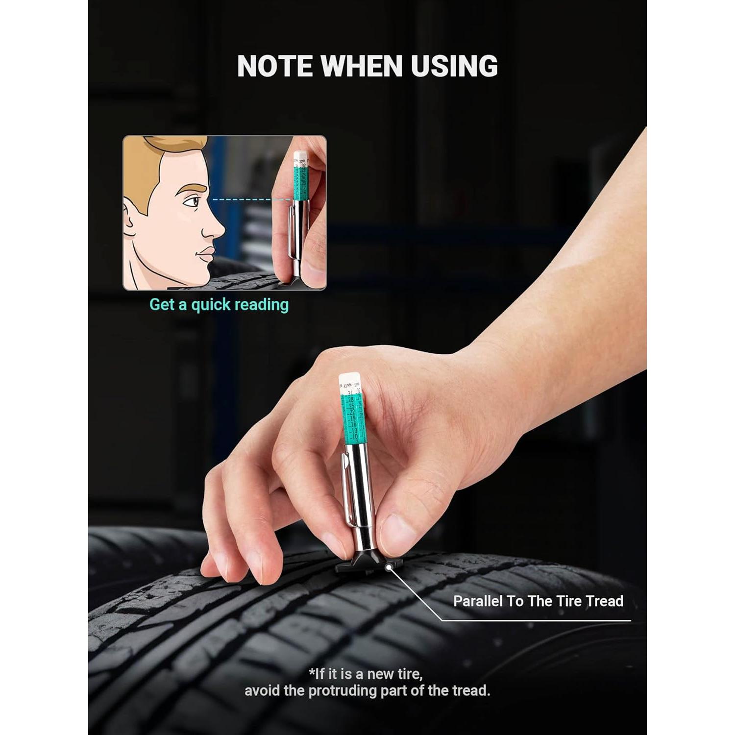 Juego de 2 medidores de profundidad de neumáticos LUMITECO