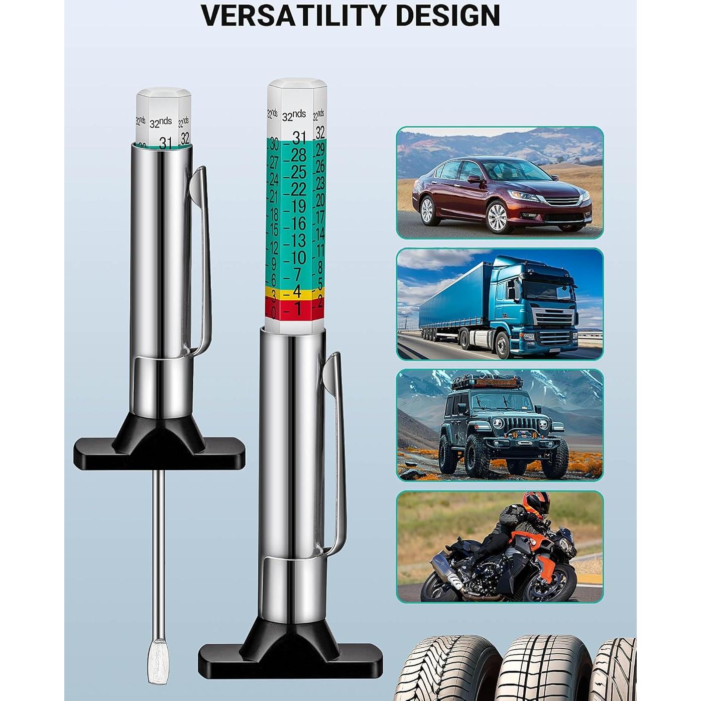 Juego de 2 medidores de profundidad de neumáticos LUMITECO