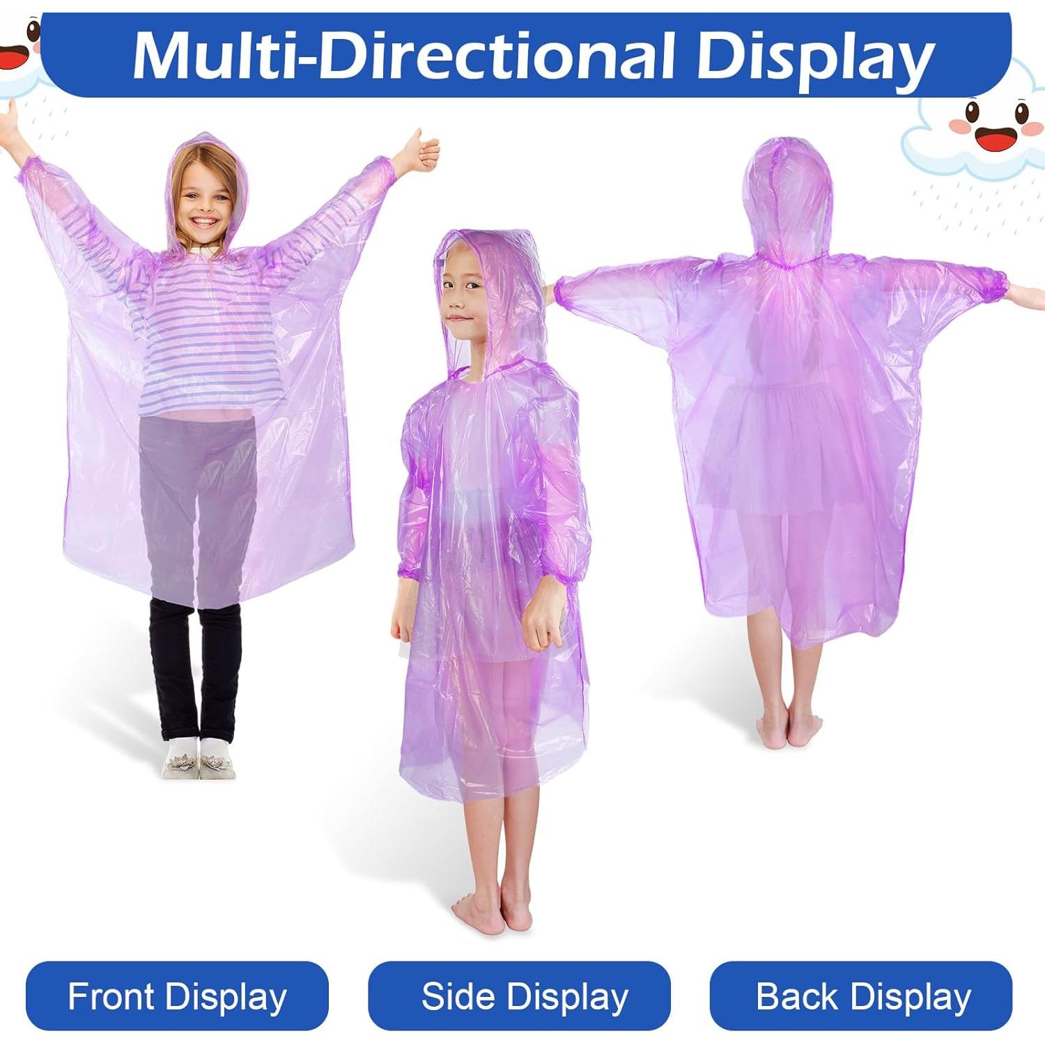 Berlune 40 Ponchos Desechables para Niños Impermeables
