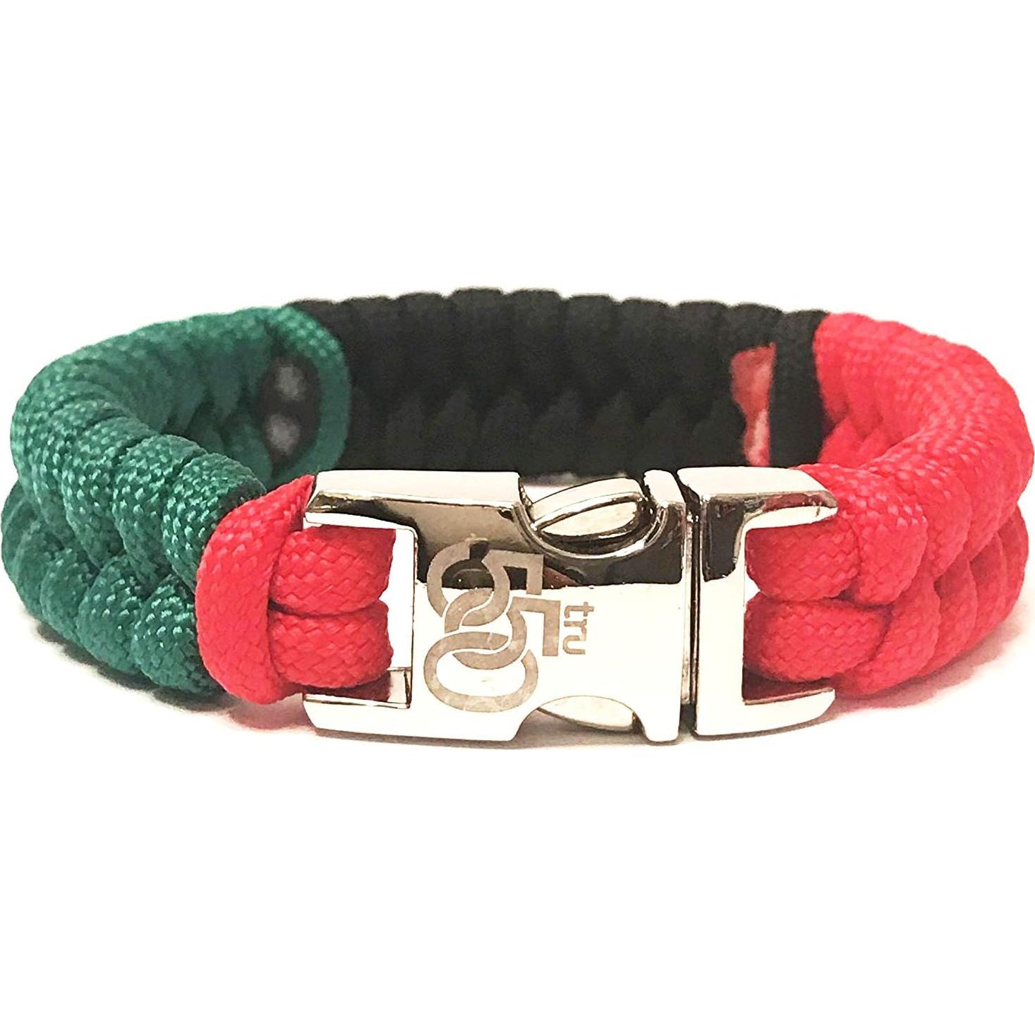Pulsera de Supervivencia Paracord Tru550 Bandera Afroamericana