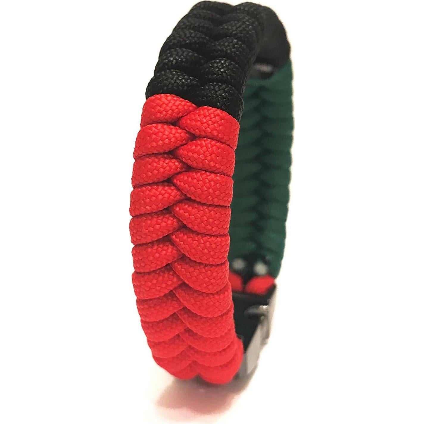 Pulsera de Supervivencia Paracord Tru550 Bandera Afroamericana