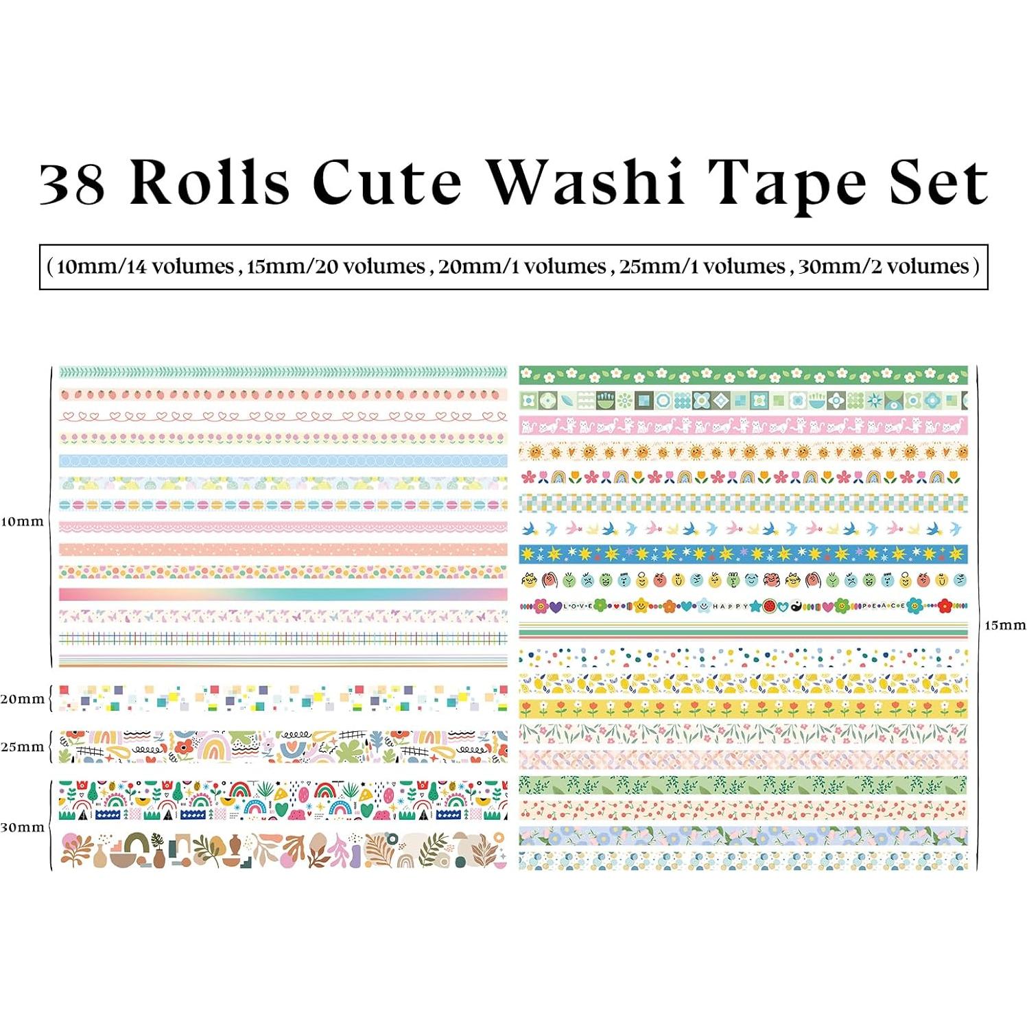 38 Rollos de Cinta Washi Bomichi para Scrapbooking y Manualidades