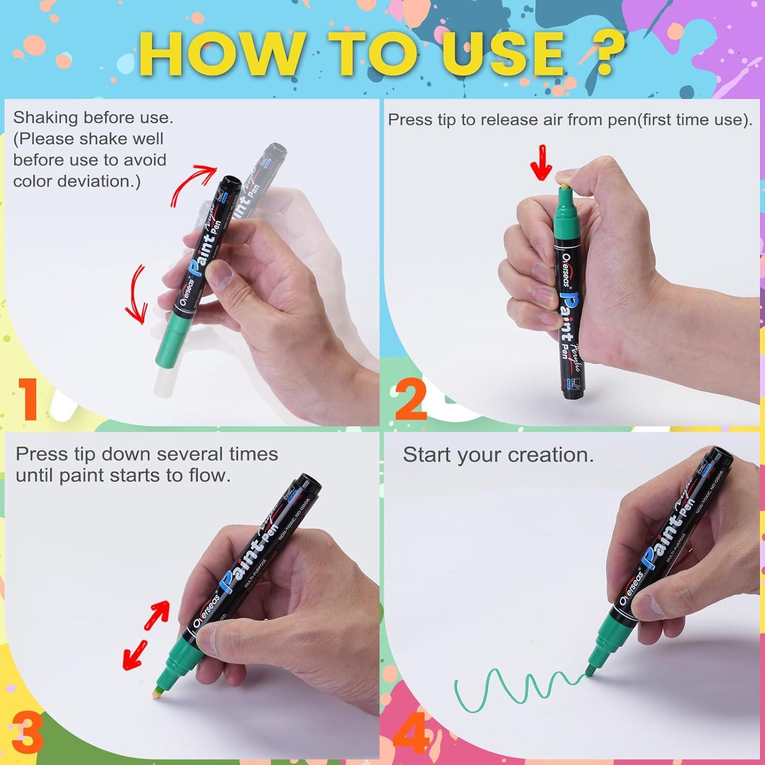 Marcadores de Pintura Acrílica Overseas - 8 Colores Multicolor