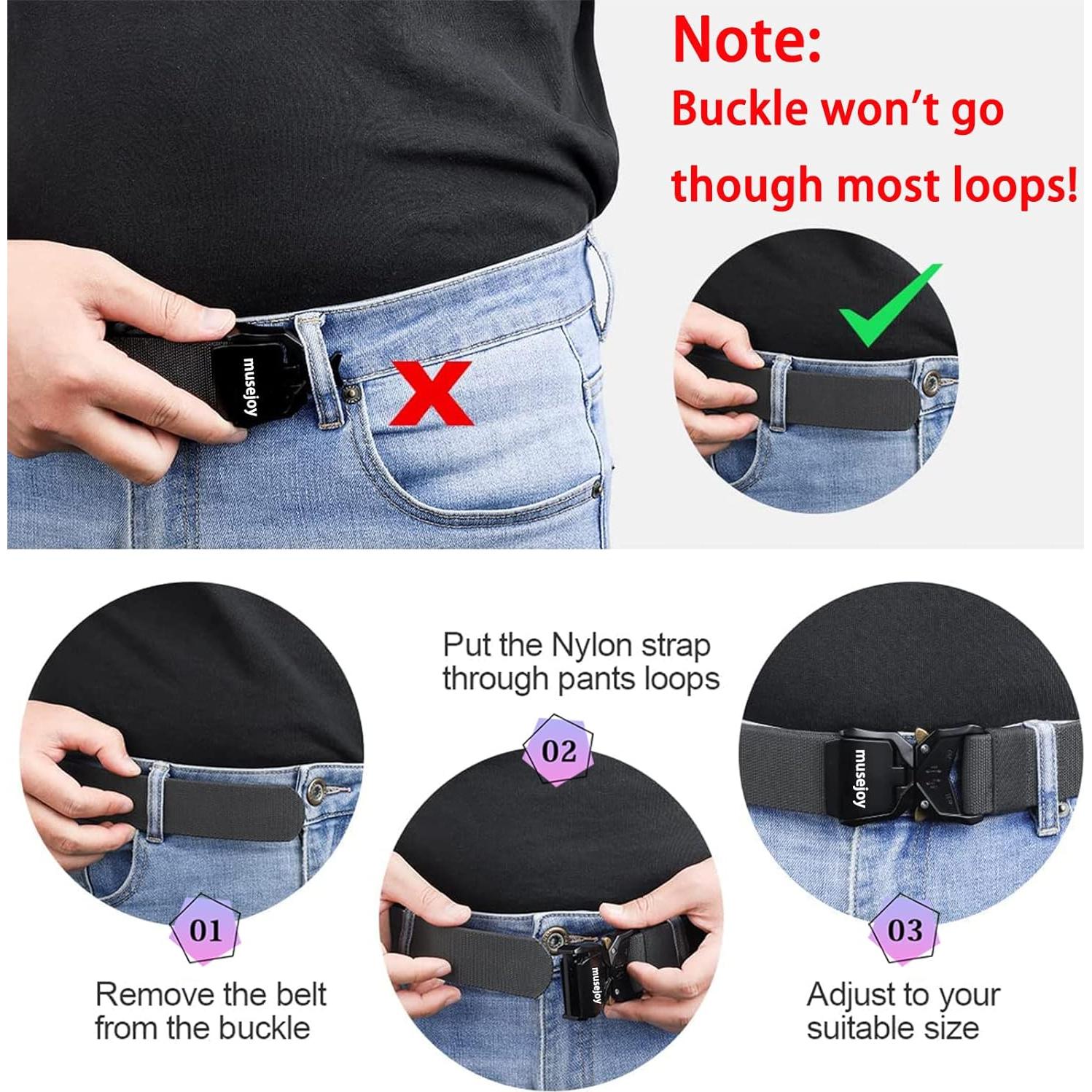 Cinturón Táctico MUSEJOY Nylon Ajustable para Hombre 1.5"