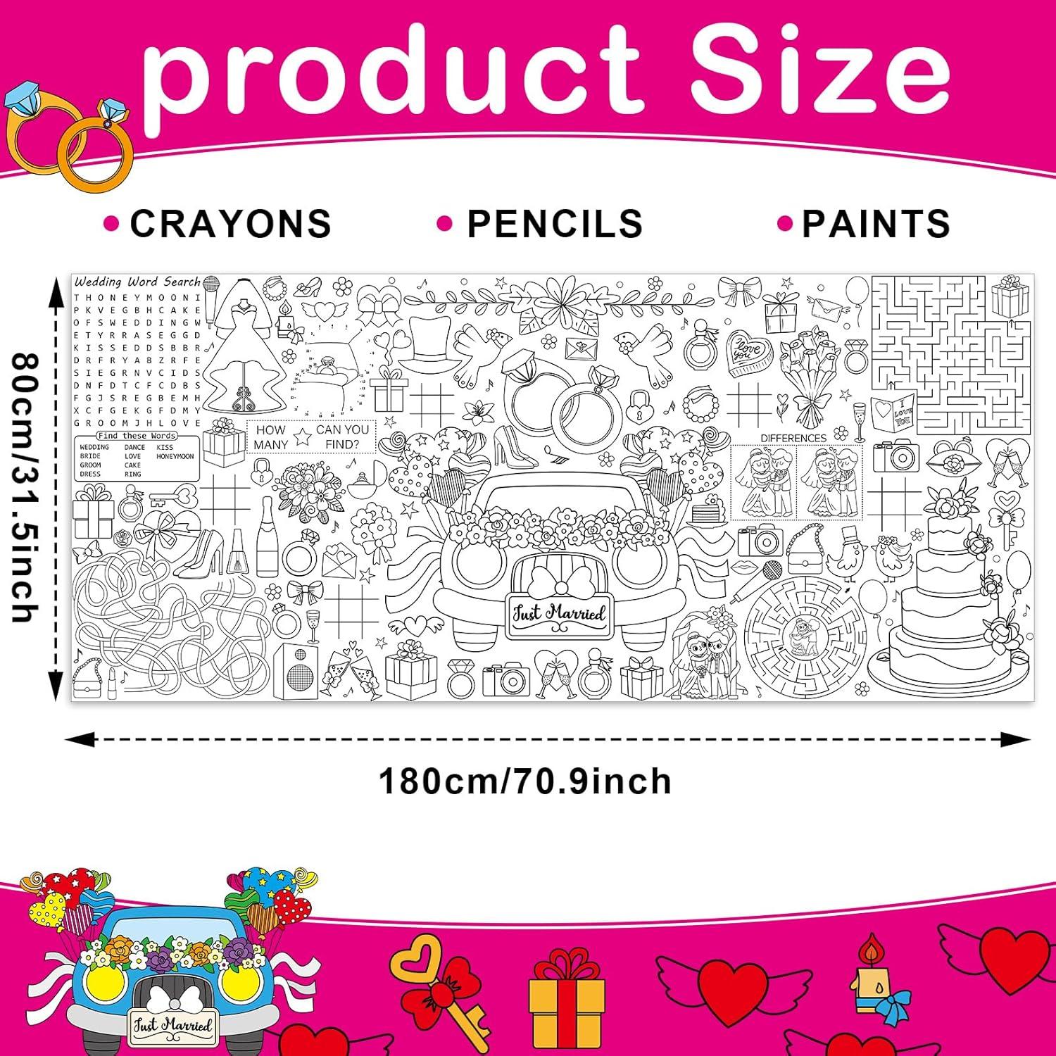 Mantel Gigante para Colorear Naozinebi Boda 180x80 cm