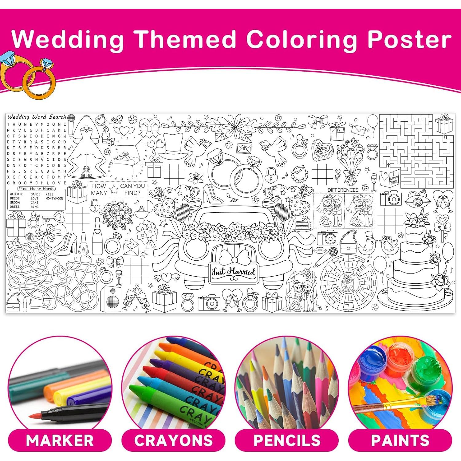 Mantel Gigante para Colorear Naozinebi Boda 180x80 cm