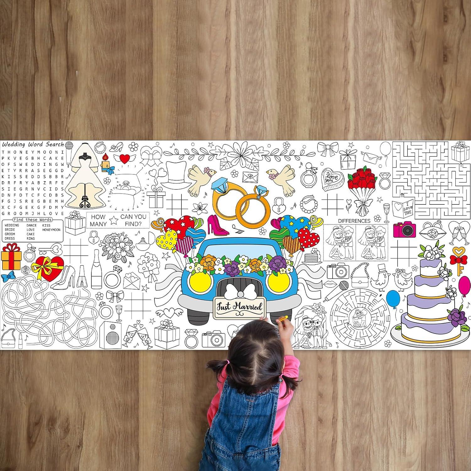 Mantel Gigante para Colorear Naozinebi Boda 180x80 cm