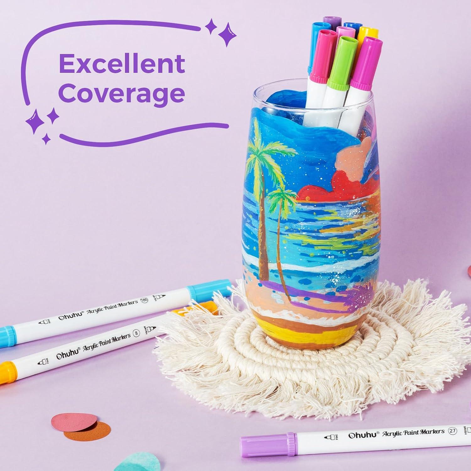 Marcadores Acrílicos Ohuhu 36 Colores Punta Doble Pincel y Punto