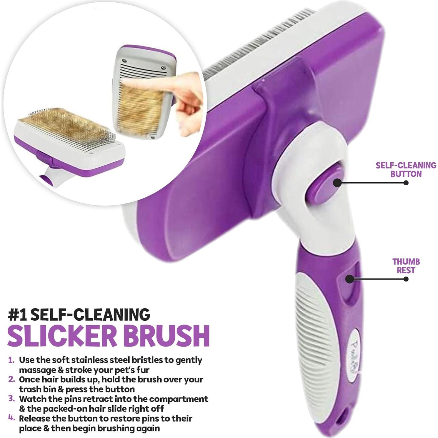 Cepillo Desenredante Autolimpiante Poodle Pet 16.5 cm