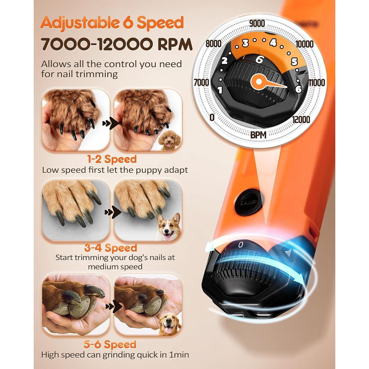 Molinillo de Uñas Gimars Ajustable 6 Velocidades 12000rpm USB