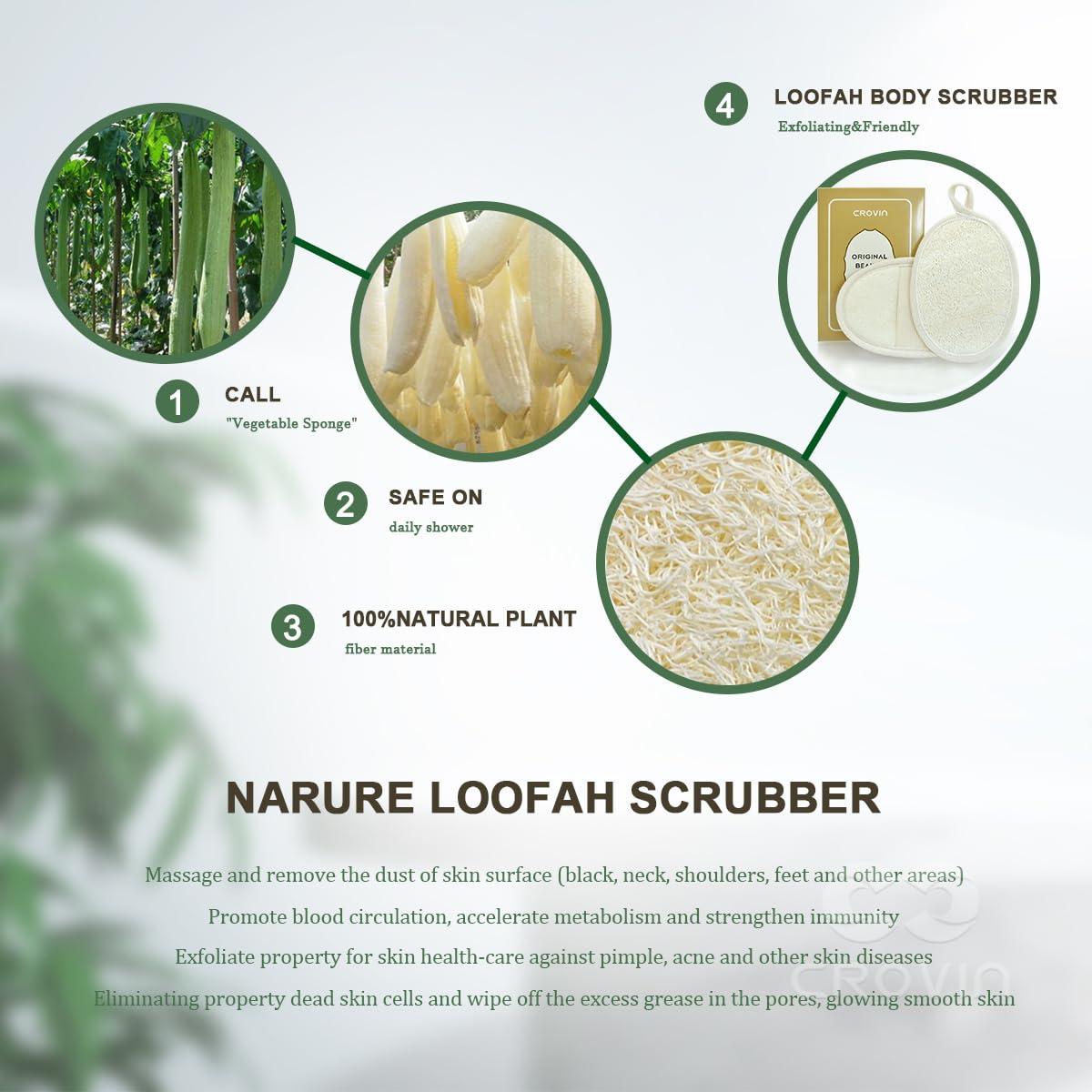 Esponja Exfoliante Natural Loofah CROVIN - Paquete de 2