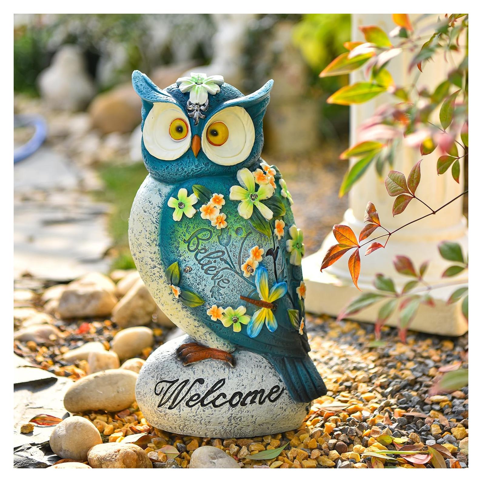 Luz Solar de Jardín Sungmor Búho LED Resina Impermeable 20cm