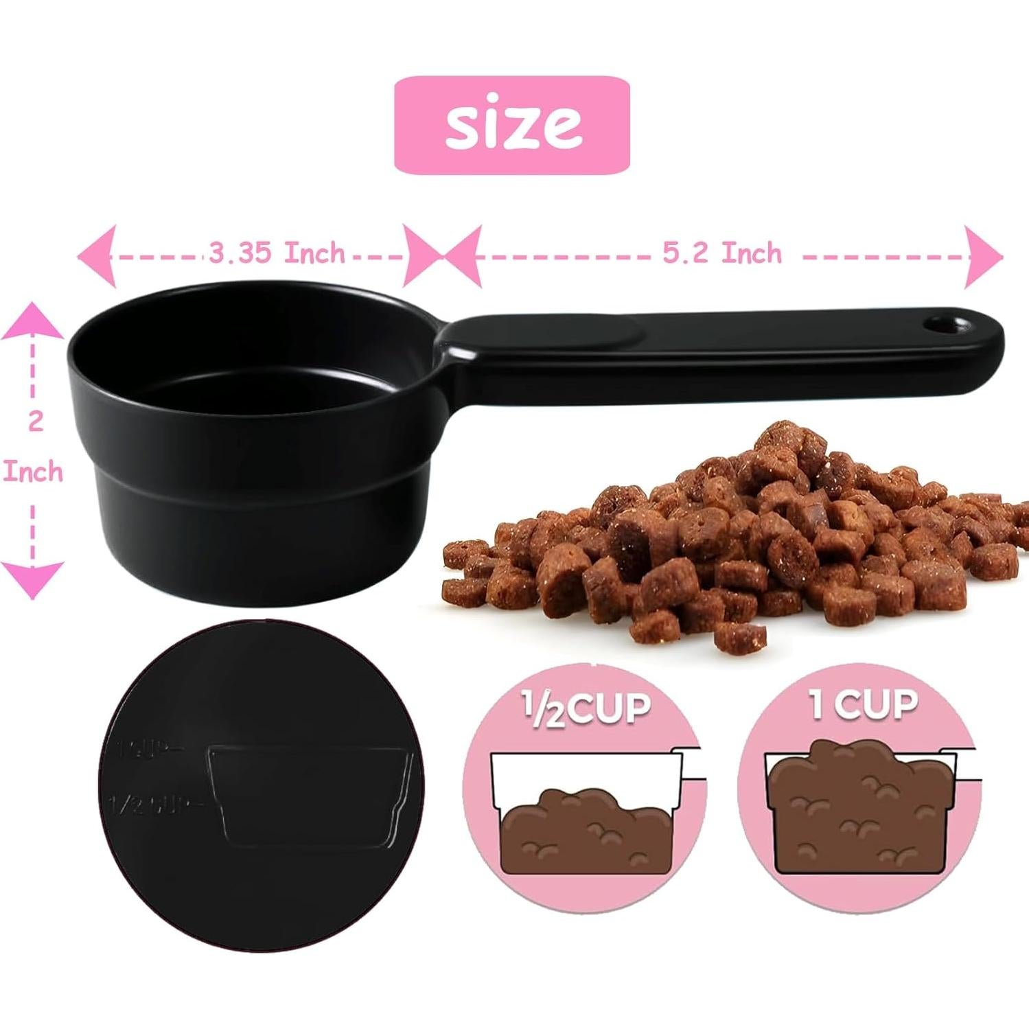 Cuchara Medidora de Comida para Mascotas Joyinjojo 1 Taza Negra