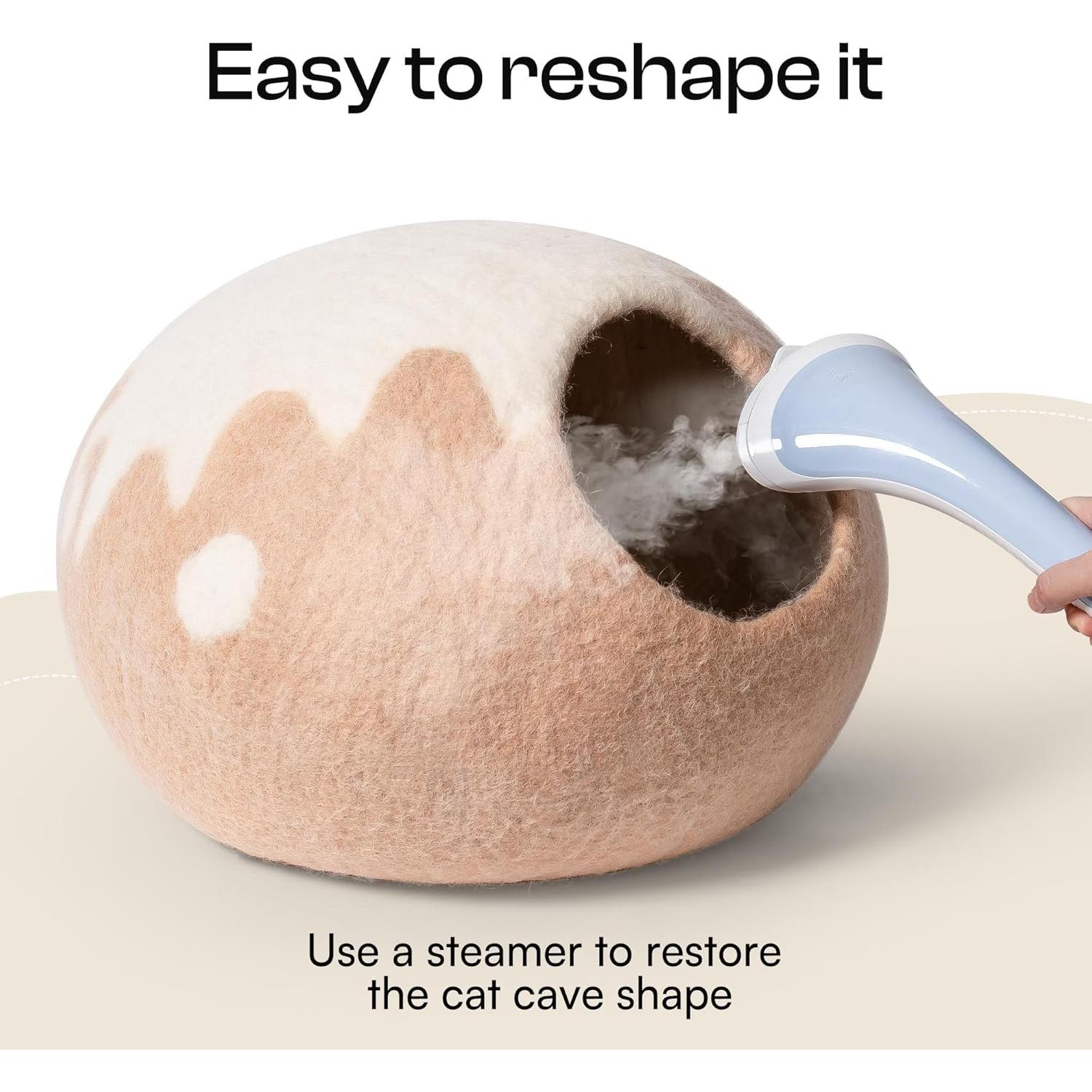 Cueva para Gatos MEWOOFUN Hecha a Mano de Lana 45x45x30cm