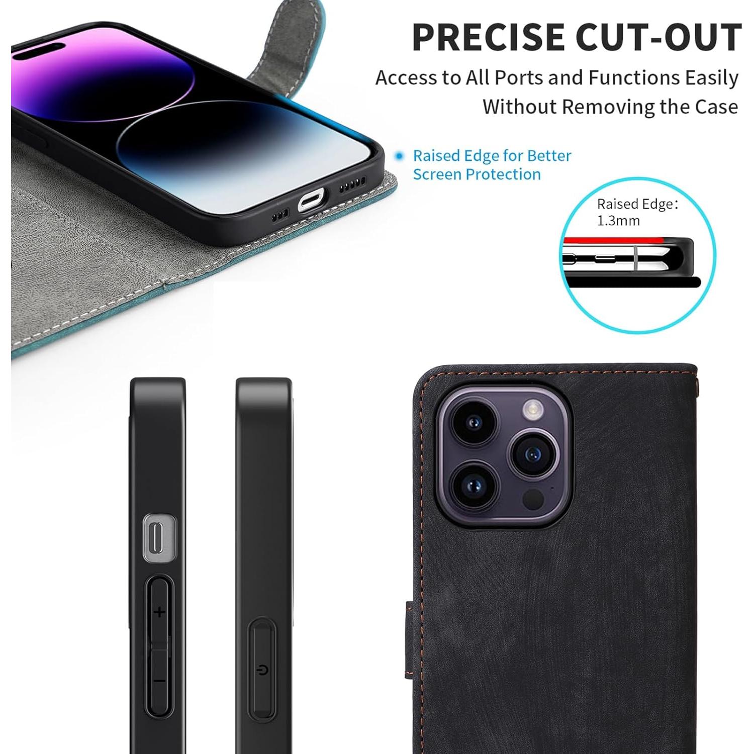 Funda billetera IUQXU para Cricket Vision Plus con bloqueo RFID