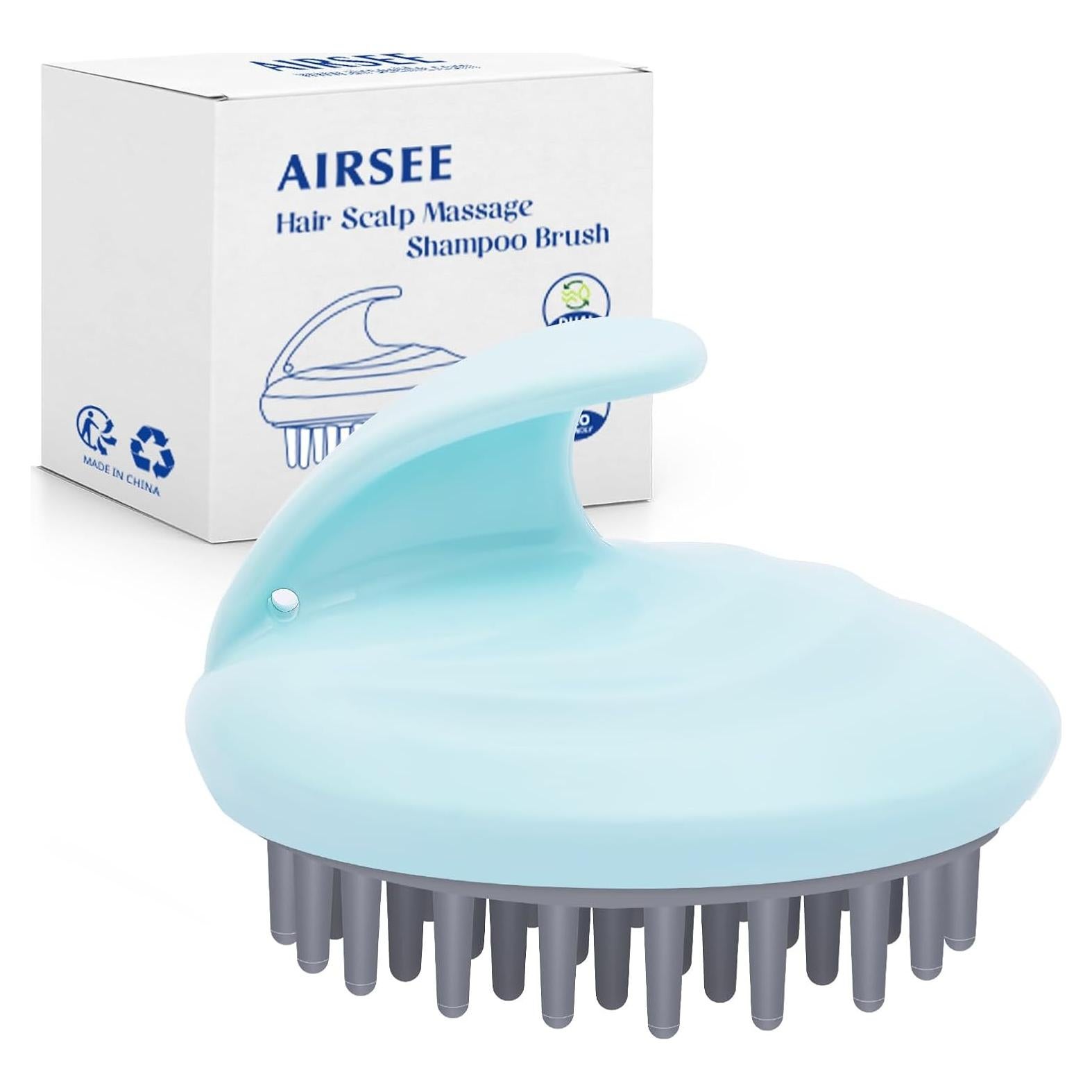 AIRSEE Hair Scrubber for Scalp, Soft Silicone Bristles for Hair Growth Deep Cleansing and Stress Relaxation, Hair Scalp Massager for a Dry,Itchy Scalp Dandruff Brush Scalp Exfoliator Wet Dry Hair Care