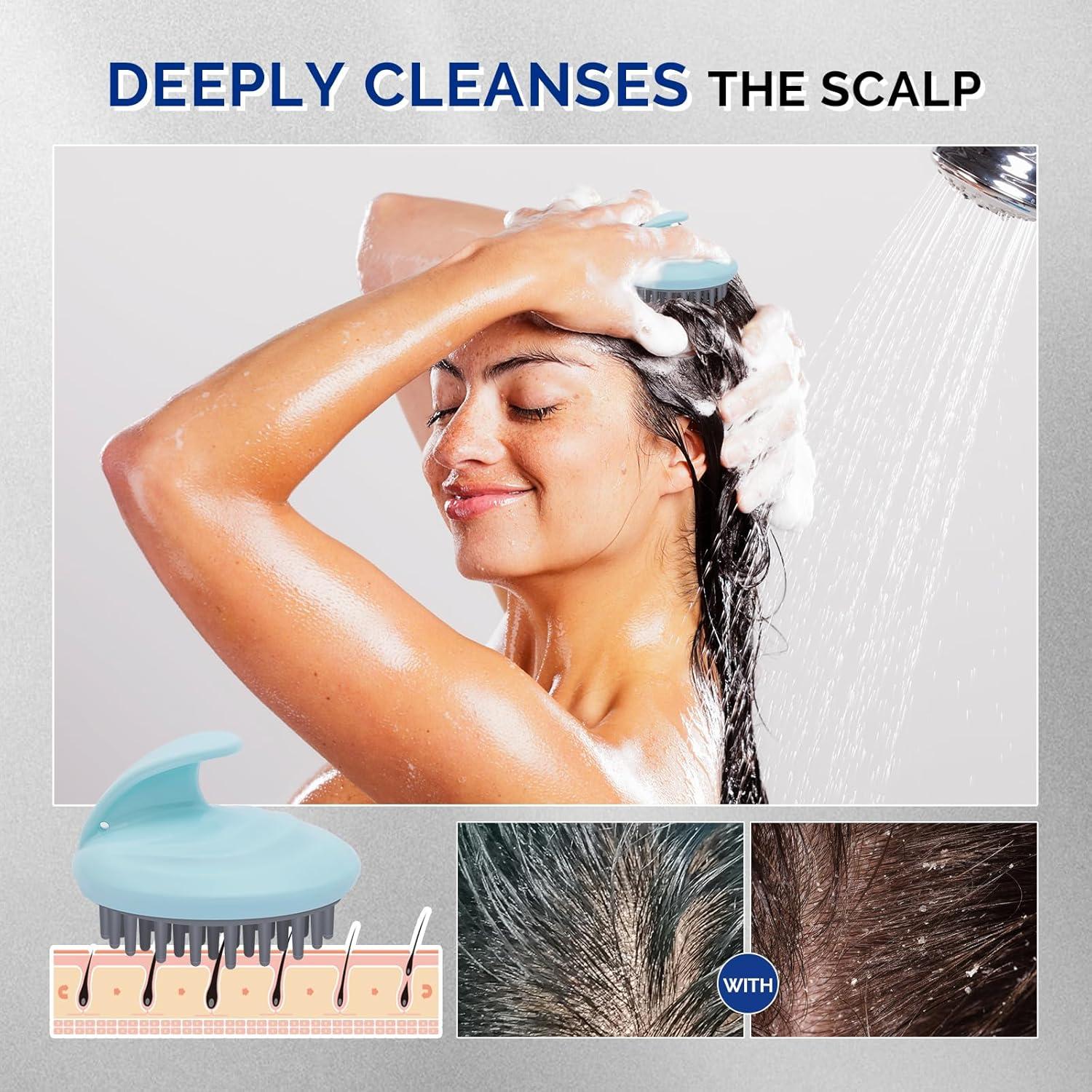 AIRSEE Hair Scrubber for Scalp, Soft Silicone Bristles for Hair Growth Deep Cleansing and Stress Relaxation, Hair Scalp Massager for a Dry,Itchy Scalp Dandruff Brush Scalp Exfoliator Wet Dry Hair Care