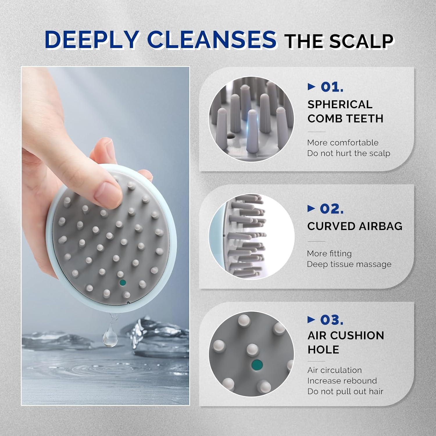 AIRSEE Hair Scrubber for Scalp, Soft Silicone Bristles for Hair Growth Deep Cleansing and Stress Relaxation, Hair Scalp Massager for a Dry,Itchy Scalp Dandruff Brush Scalp Exfoliator Wet Dry Hair Care