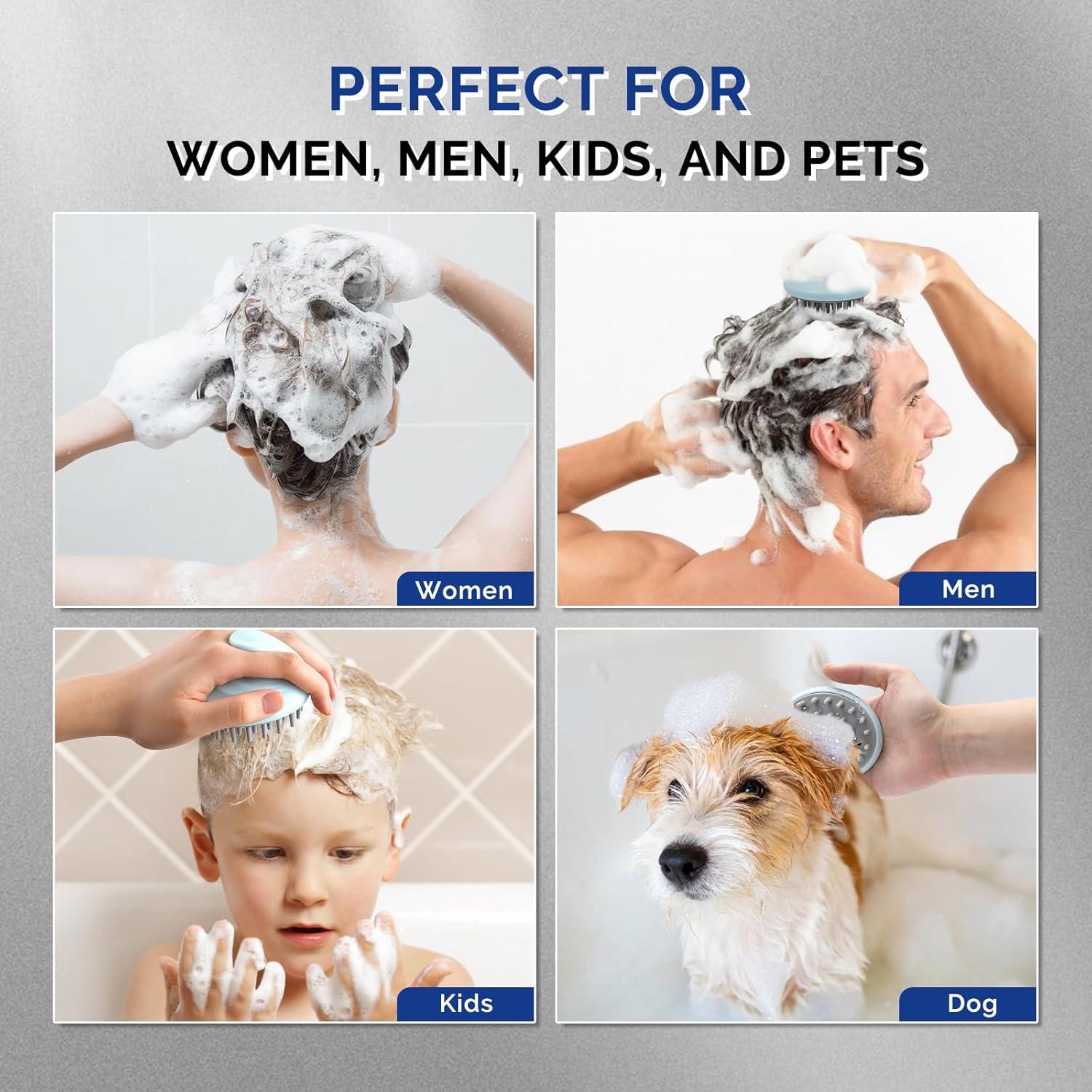 AIRSEE Hair Scrubber for Scalp, Soft Silicone Bristles for Hair Growth Deep Cleansing and Stress Relaxation, Hair Scalp Massager for a Dry,Itchy Scalp Dandruff Brush Scalp Exfoliator Wet Dry Hair Care