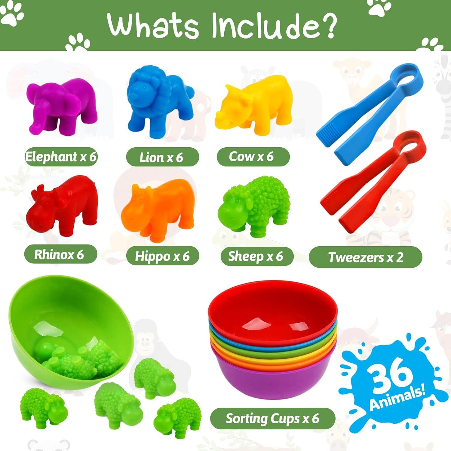 Juego de Clasificación de Animales Montessori SHAPGEI 36 Piezas