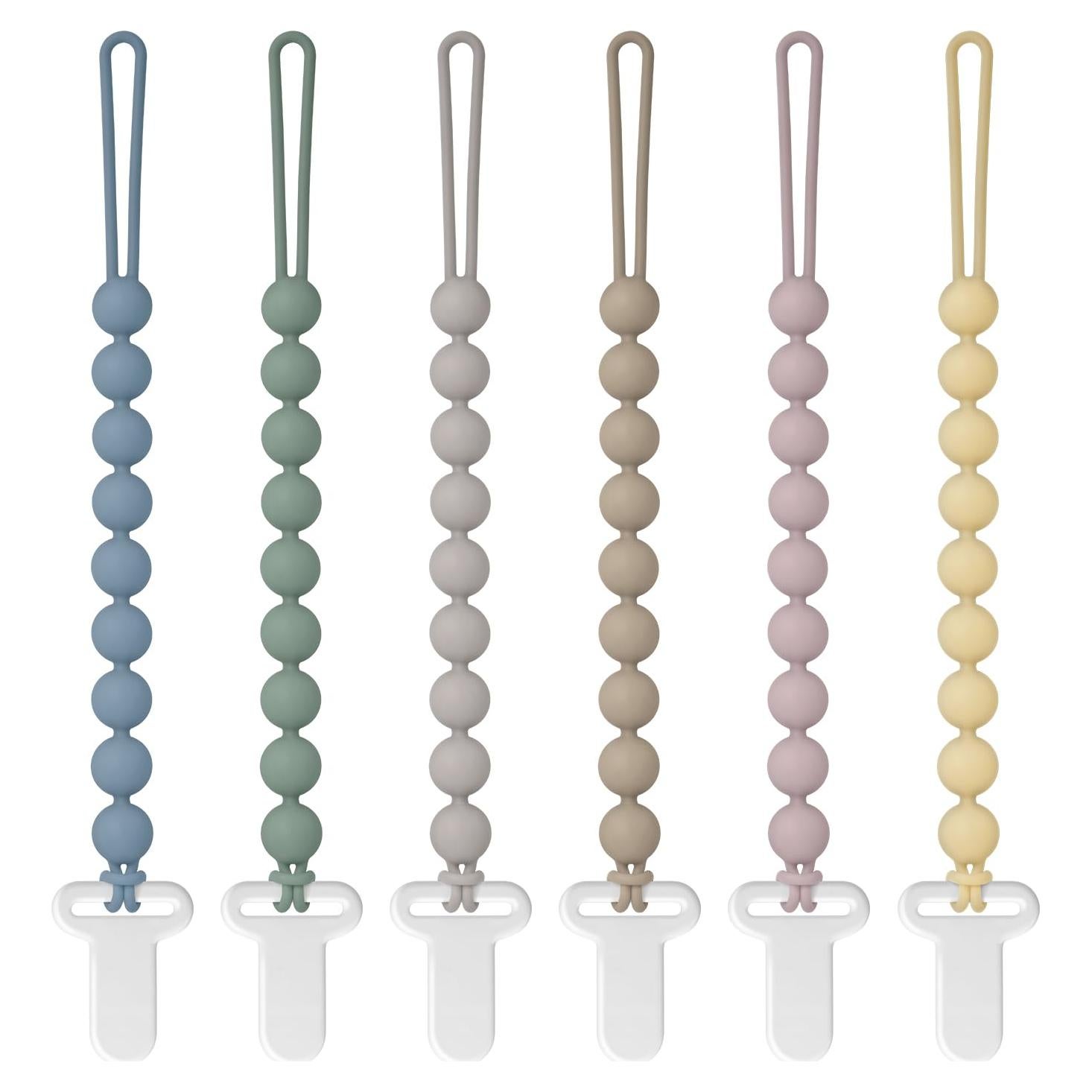 Clip de Chupete de Silicona 100% Grado Alimenticio - 6 Piezas