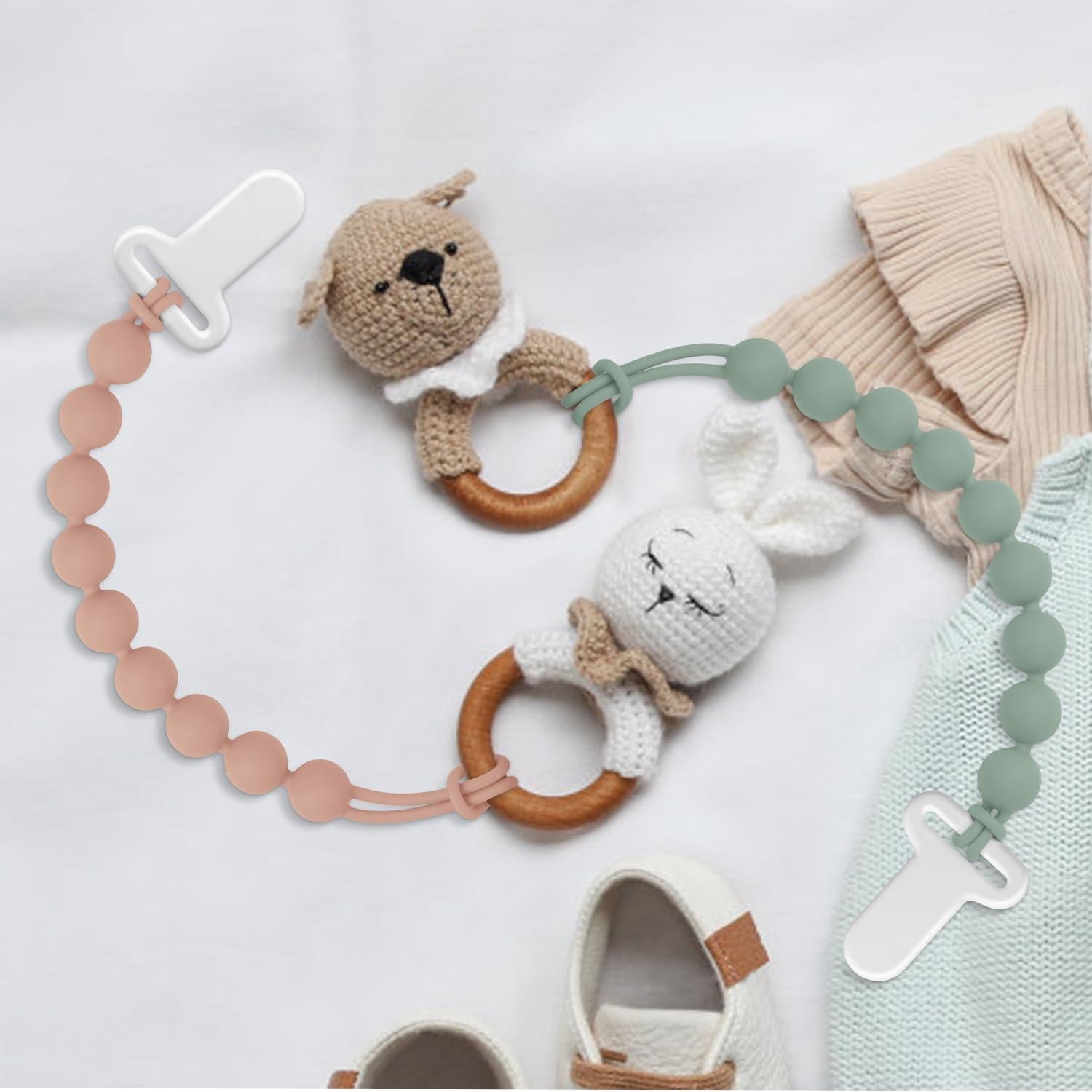 Clip de Chupete de Silicona 100% Grado Alimenticio - 6 Piezas